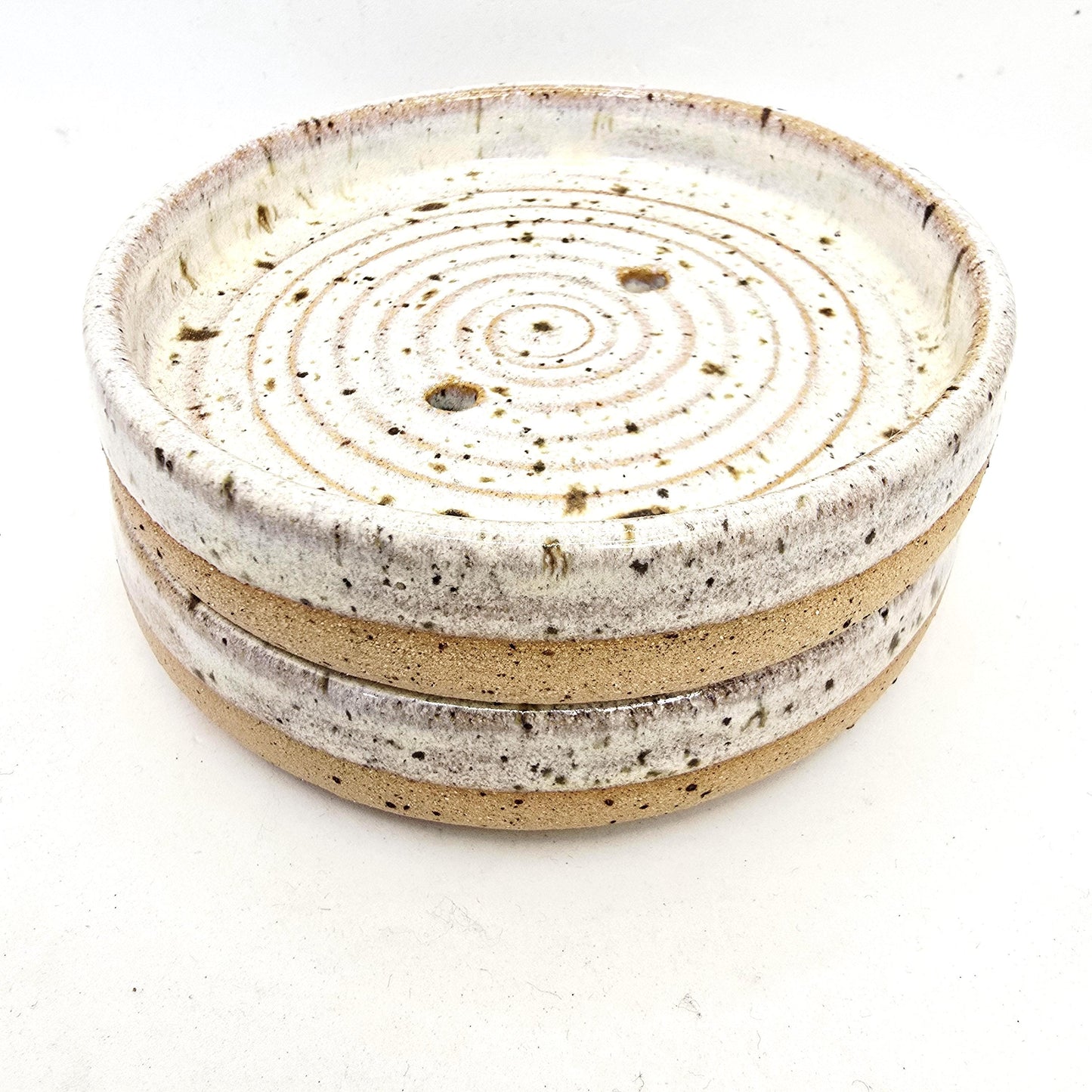 Handmade Ceramic Soap Dish - Speckled Cream Glaze, Toasty Stoneware Pottery