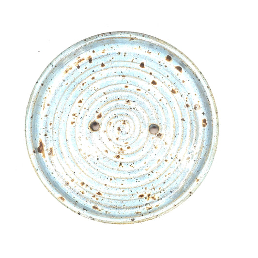 Handmade Ceramic Soap Dish - Speckled Blue Glaze, Toasty Stoneware Pottery