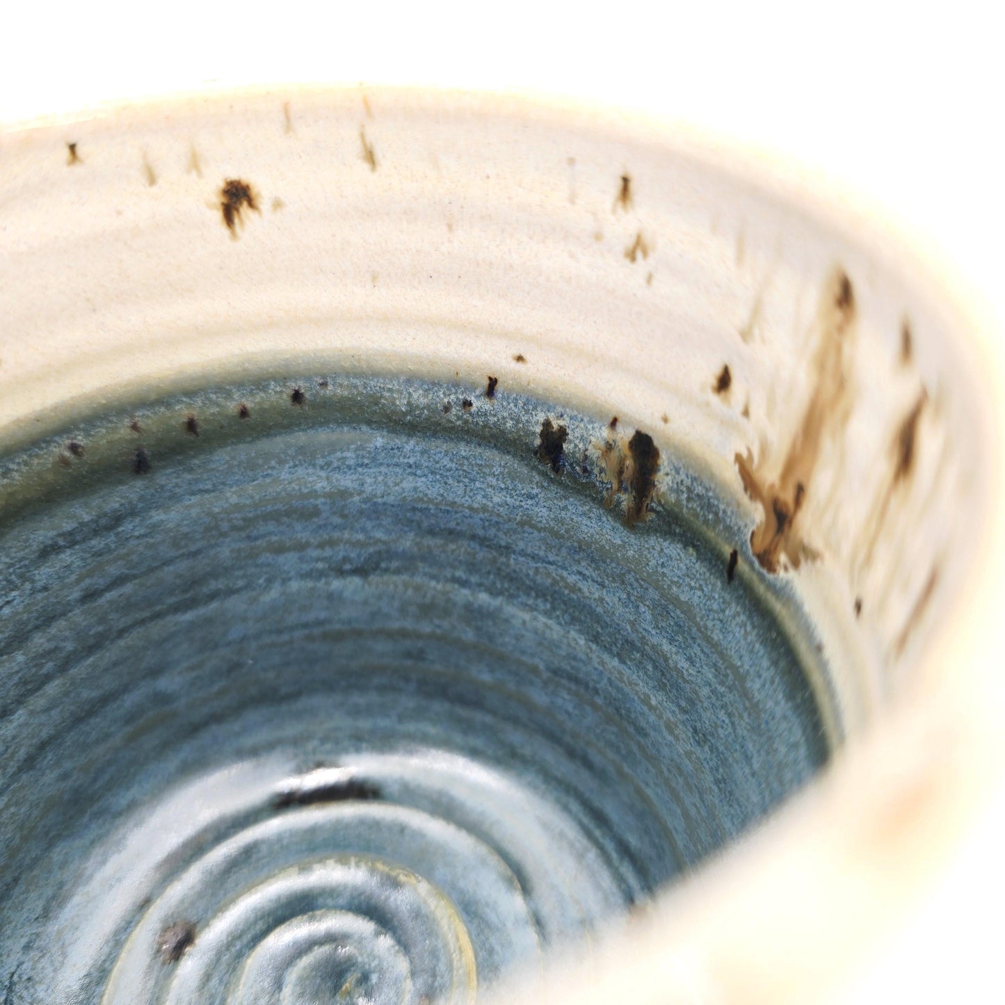 Handmade Ceramic 8oz  Tea / Coffee Mug. Blue & White Splatter Glaze. Stoneware Pottery.
