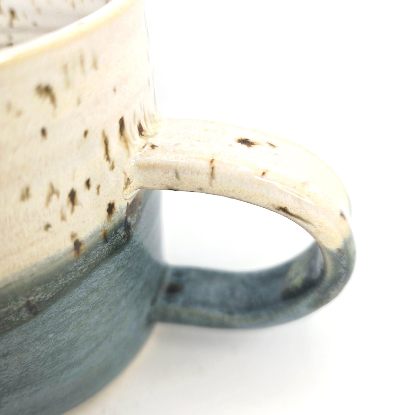 Handmade Ceramic 8oz  Tea / Coffee Mug. Blue & White Splatter Glaze. Stoneware Pottery.