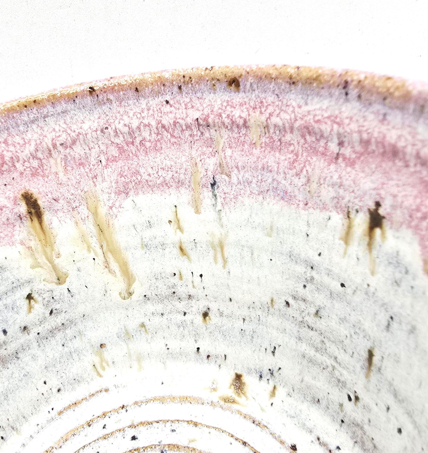 Handmade Ceramic Short 8oz Tea / Coffee Mug. Cream & Pink Speckle Glaze. Toasty Stoneware Pottery.
