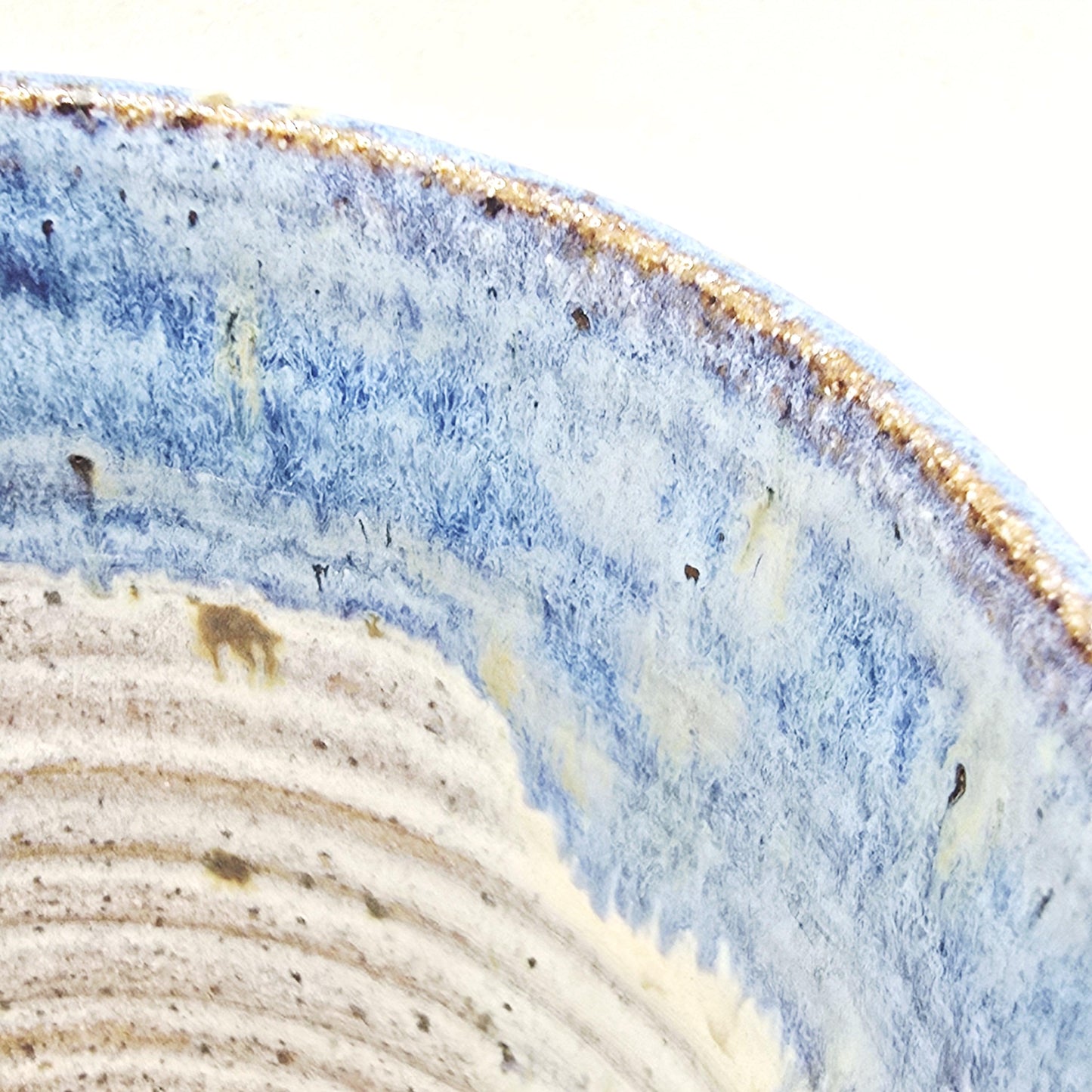 Handmade Ceramic Large 16oz Tea / Coffee Mug. Cream & Blue Glaze. Toasty Stoneware Pottery