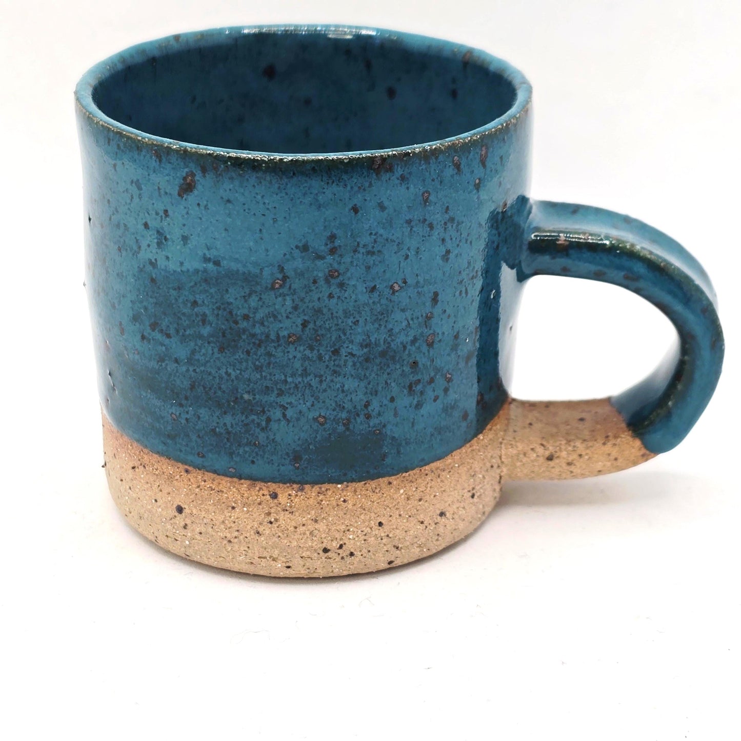 Handmade Ceramic 4oz Tall Double Espresso Mug.  Deep Turquoise Glaze. Toasty Stoneware Pottery
