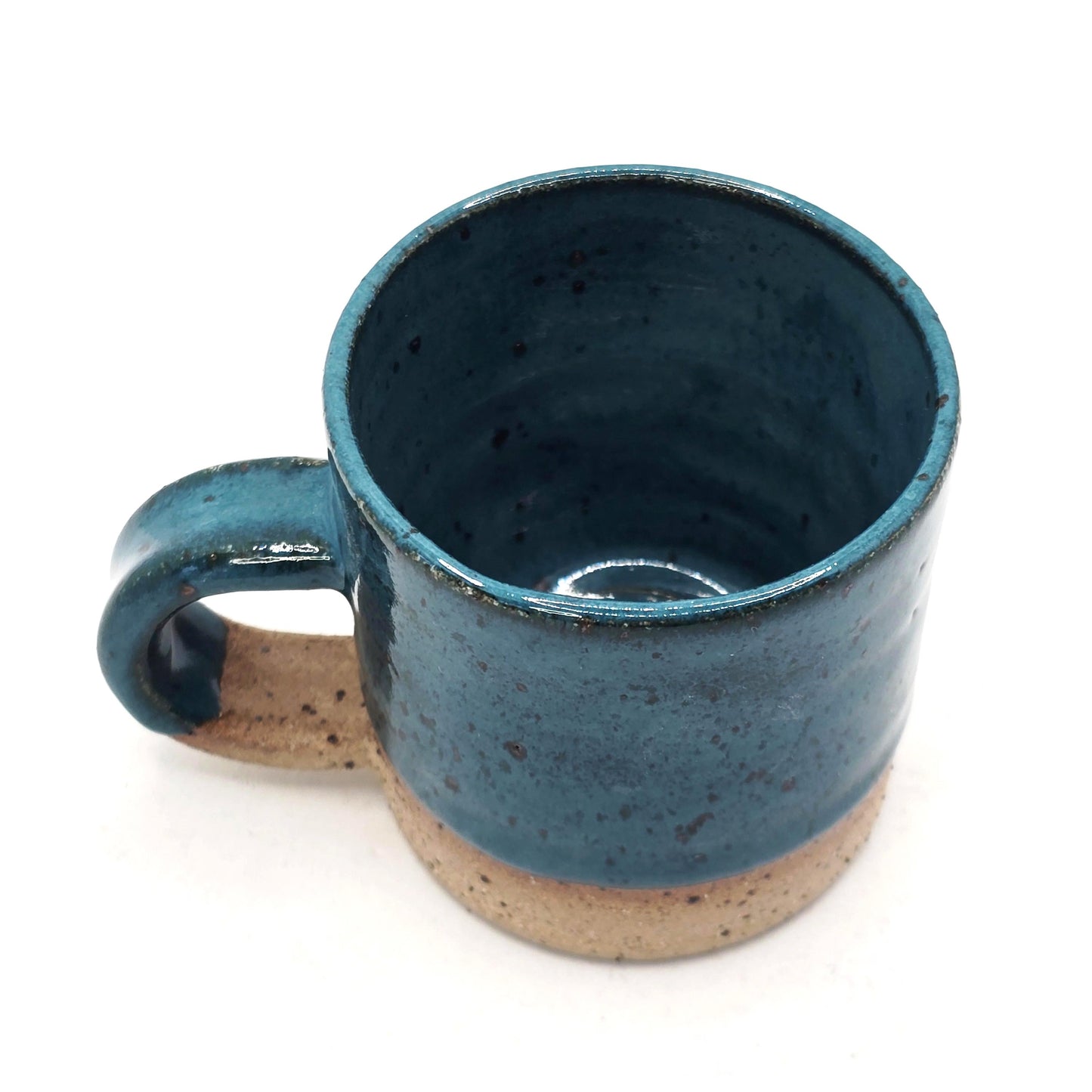 Handmade Ceramic 4oz Tall Double Espresso Mug.  Deep Turquoise Glaze. Toasty Stoneware Pottery