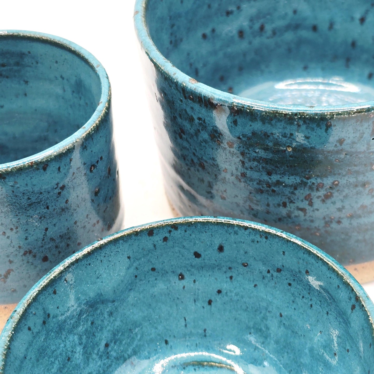 Handmade Ceramic 4oz Tall Double Espresso Mug.  Deep Turquoise Glaze. Toasty Stoneware Pottery