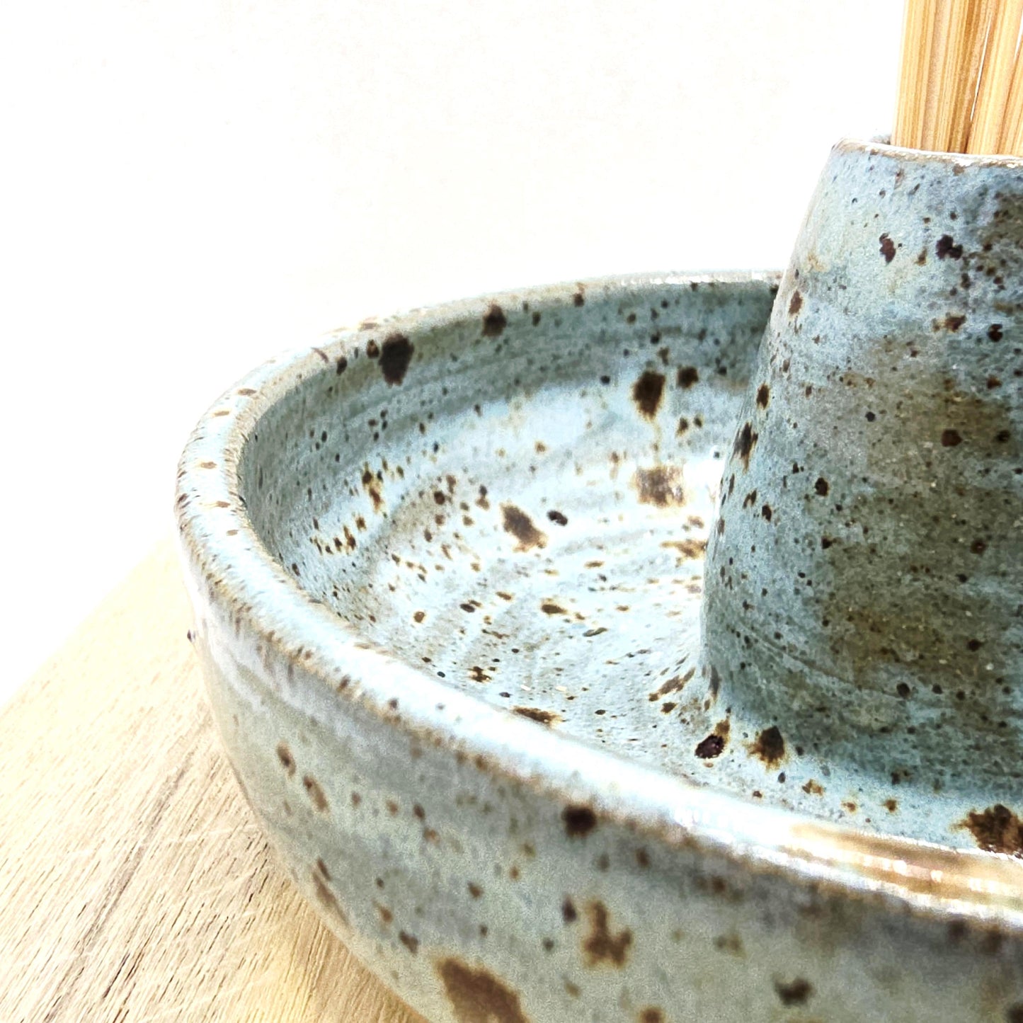 Handmade Ceramic Single Serving Olive Dish / Bowl -  Speckled Blue Glaze, Toasty Stoneware Pottery