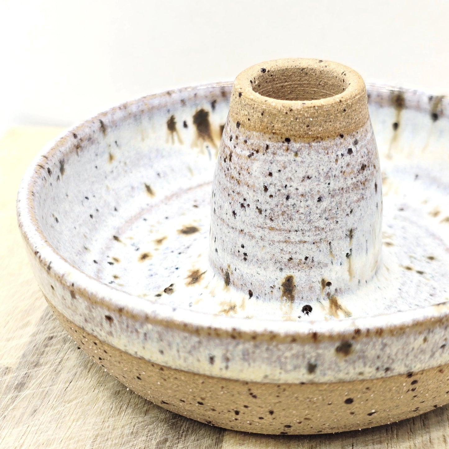 Handmade Stoneware Single Serving Olive Dish / Bowl - Speckled Cream Glaze. Toasty Stoneware Pottery