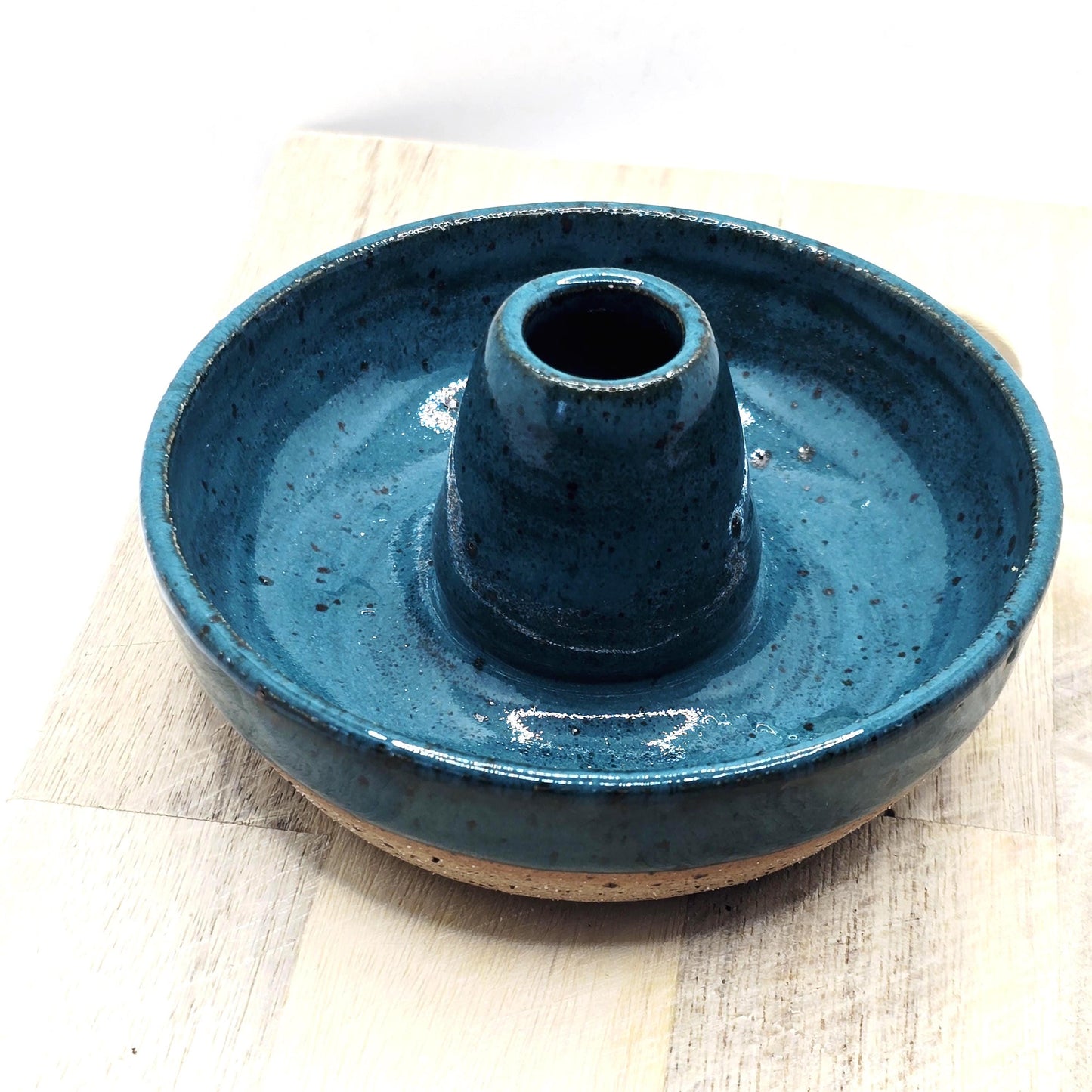 Handmade Stoneware Single Serving Olive Dish / Bowl - Deep Turquoise Blue Glaze. Toasty Stoneware Pottery