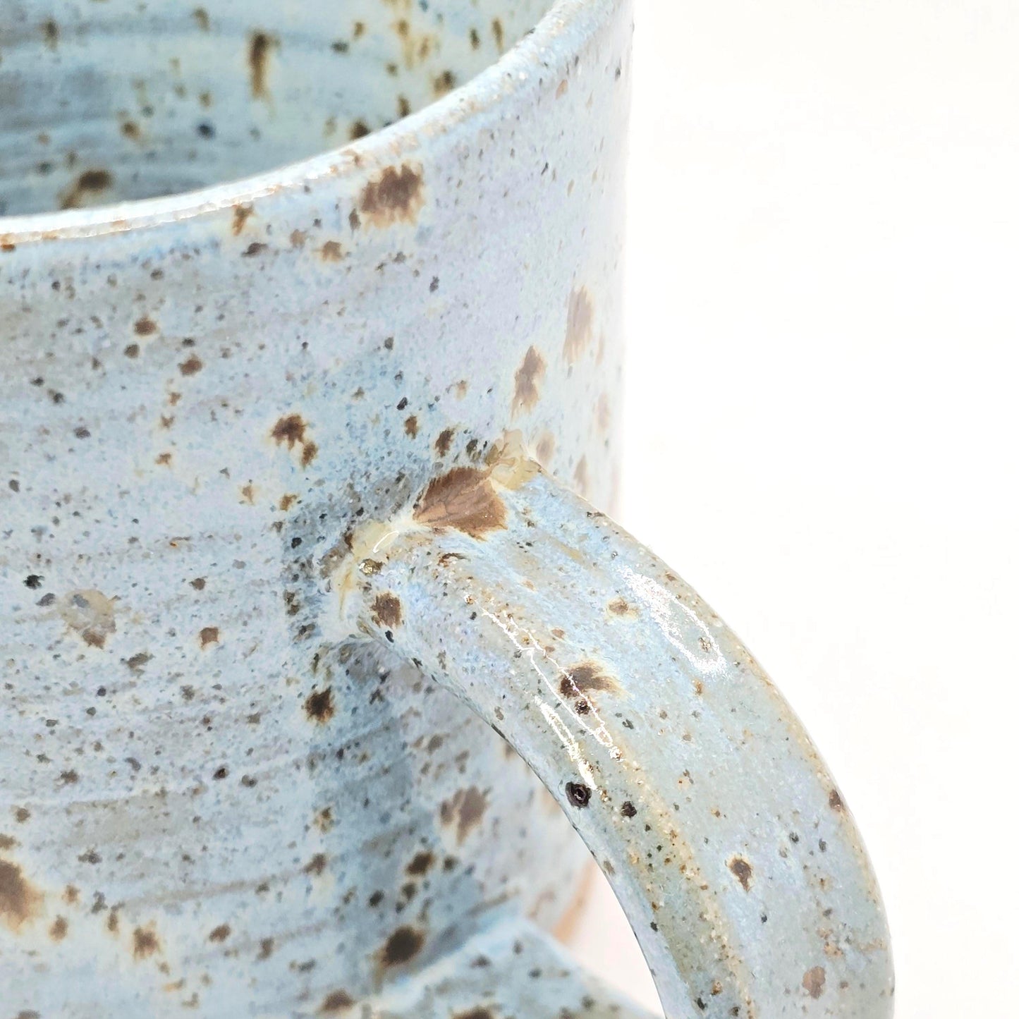 Handmade Stoneware 8oz Tea / Coffee Mug. Blue Speckled Glazed. Toasty Stoneware Pottery.