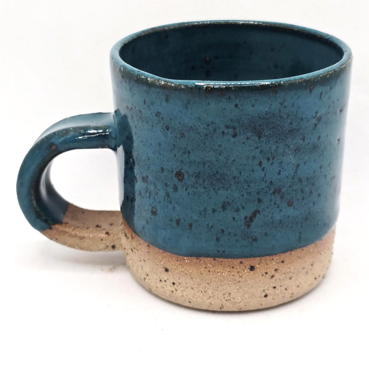 Handmade Ceramic 4oz Tall Double Espresso Mug.  Deep Turquoise Glaze. Toasty Stoneware Pottery