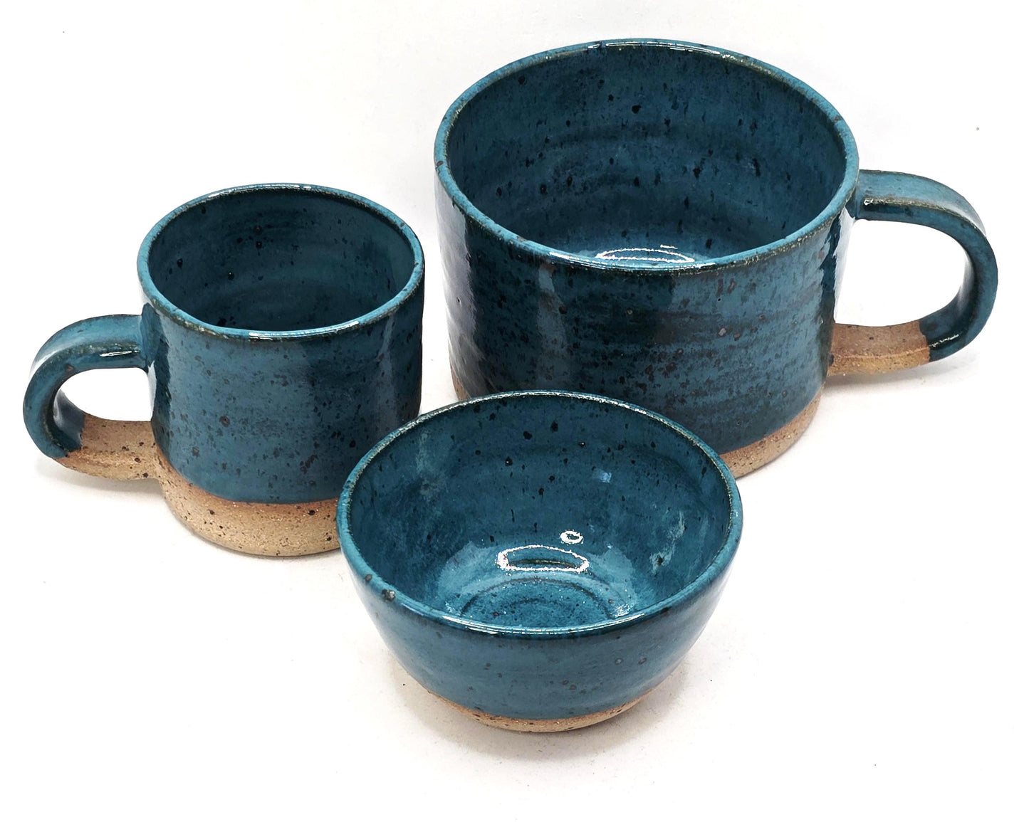 Handmade Ceramic 4oz Tall Double Espresso Mug.  Deep Turquoise Glaze. Toasty Stoneware Pottery