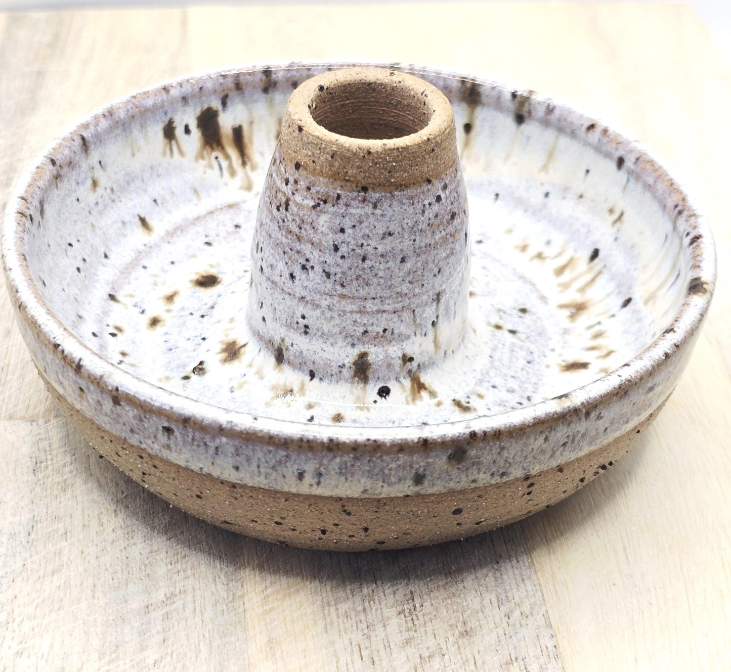 Handmade Stoneware Single Serving Olive Dish / Bowl - Speckled Cream Glaze. Toasty Stoneware Pottery