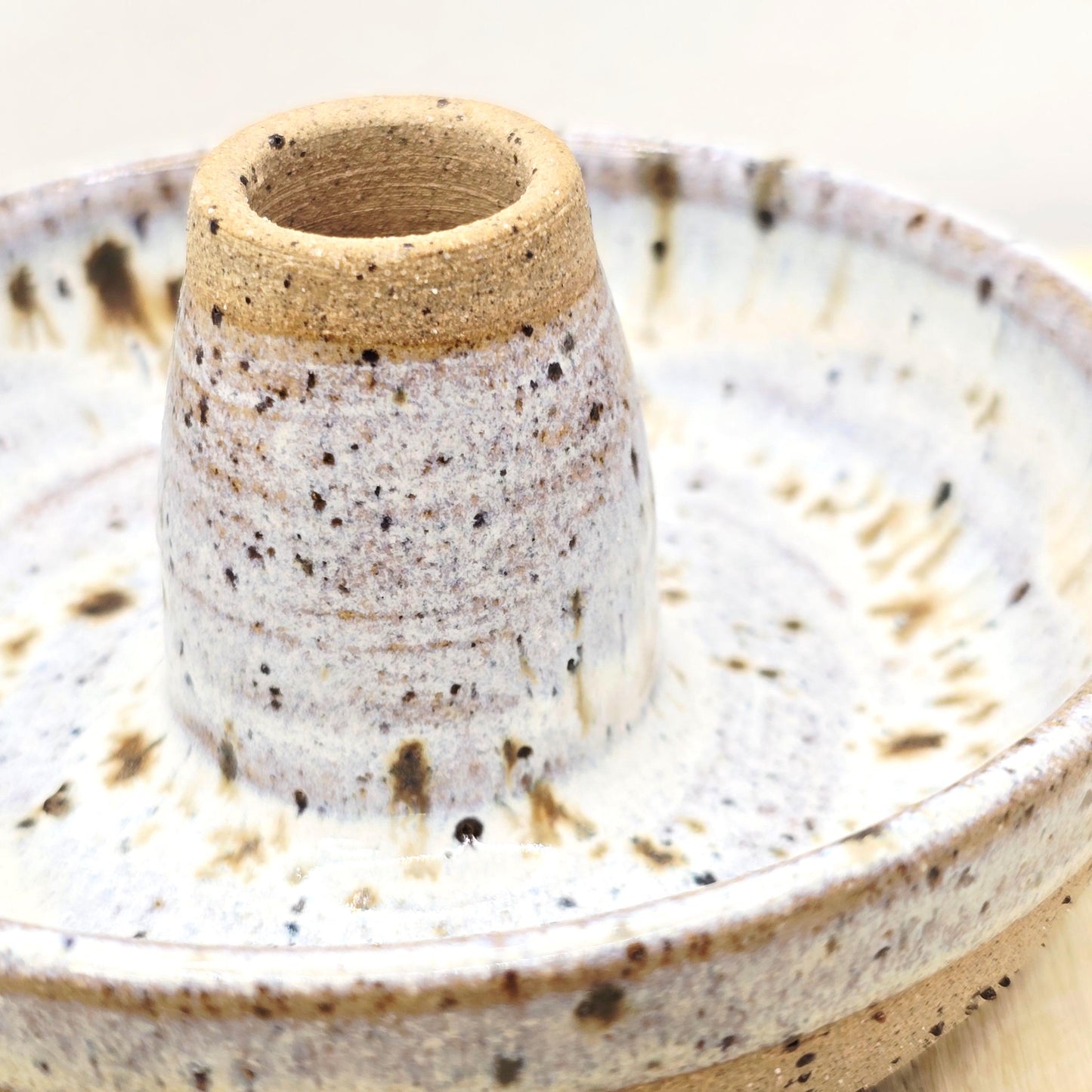 Handmade Stoneware Single Serving Olive Dish / Bowl - Speckled Cream Glaze. Toasty Stoneware Pottery