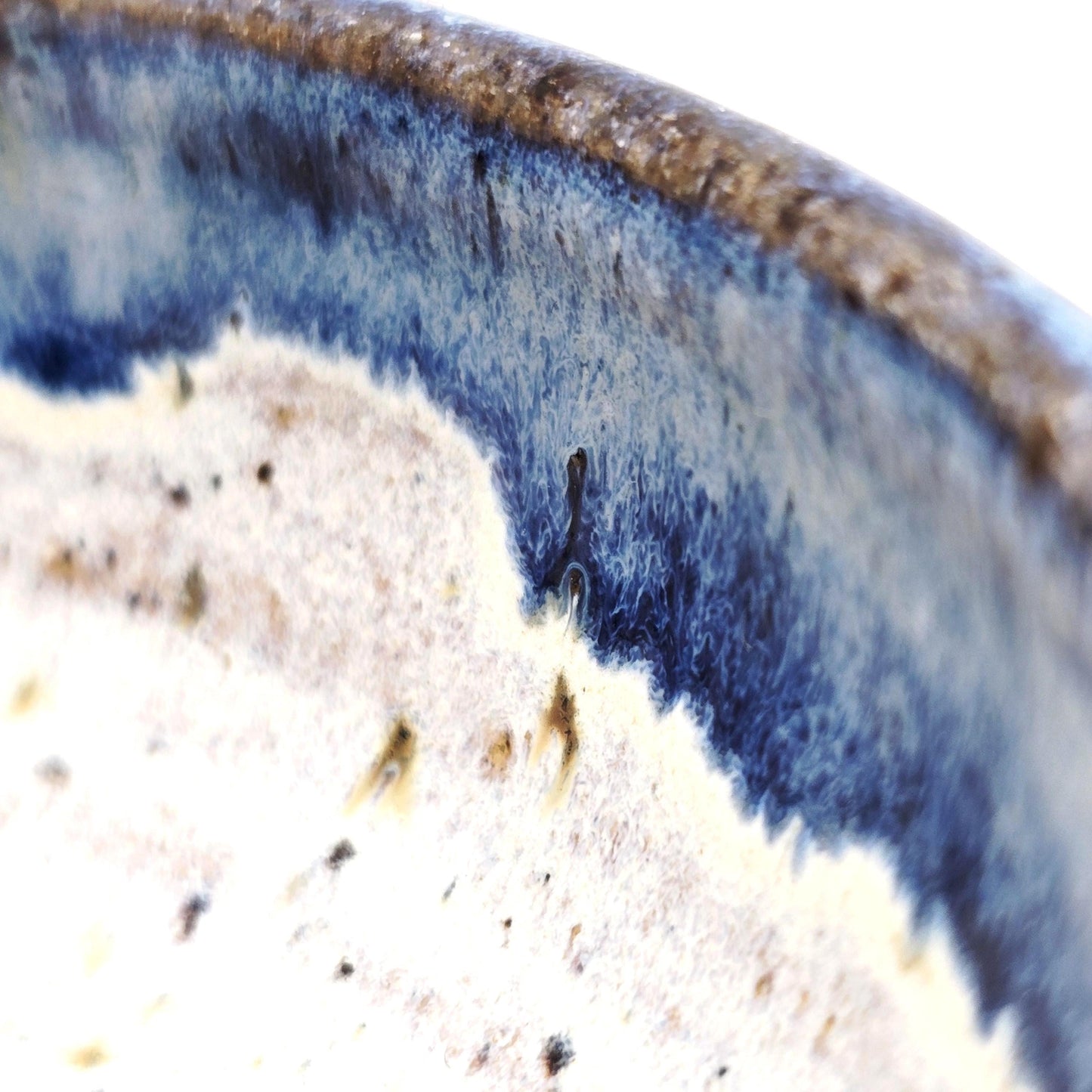 Handmade Stoneware Individual Olive Dish / Bowl - Speckled Blue and Cream Glaze. Toasty Stoneware Pottery