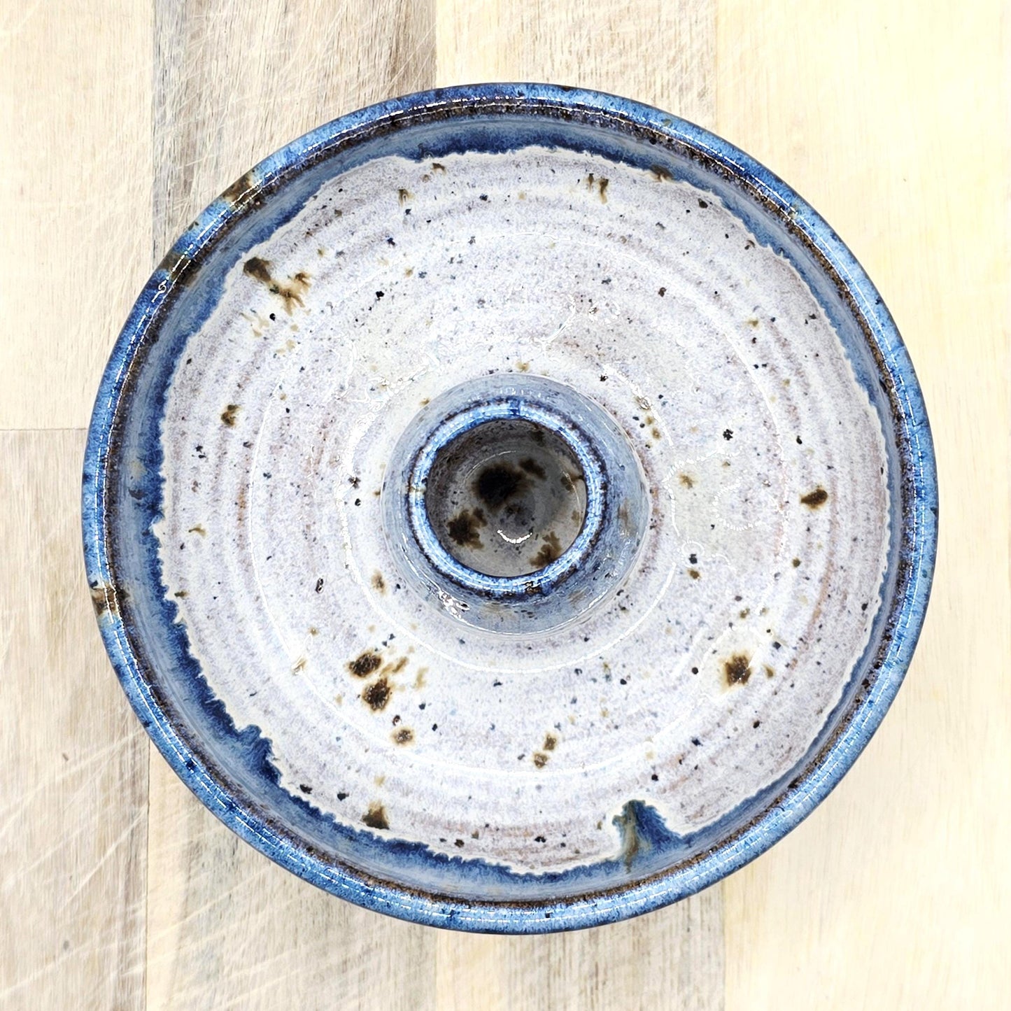 Handmade Stoneware Individual Olive Dish / Bowl - Speckled Blue and Cream Glaze. Toasty Stoneware Pottery