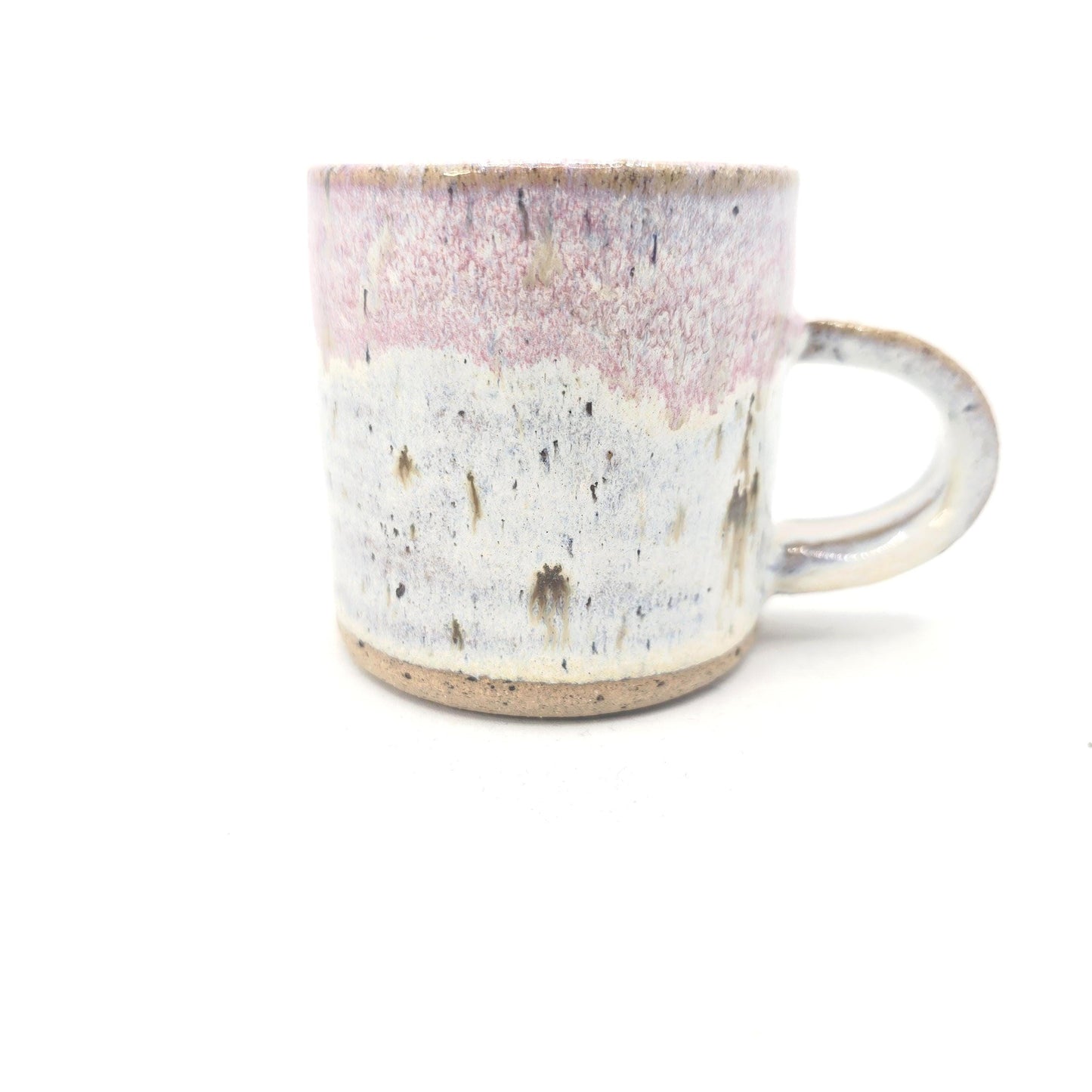 Handmade Stoneware 4oz Double Espresso Mug. Pink & Cream Speckled Glaze. Toasty Stoneware Pottery.