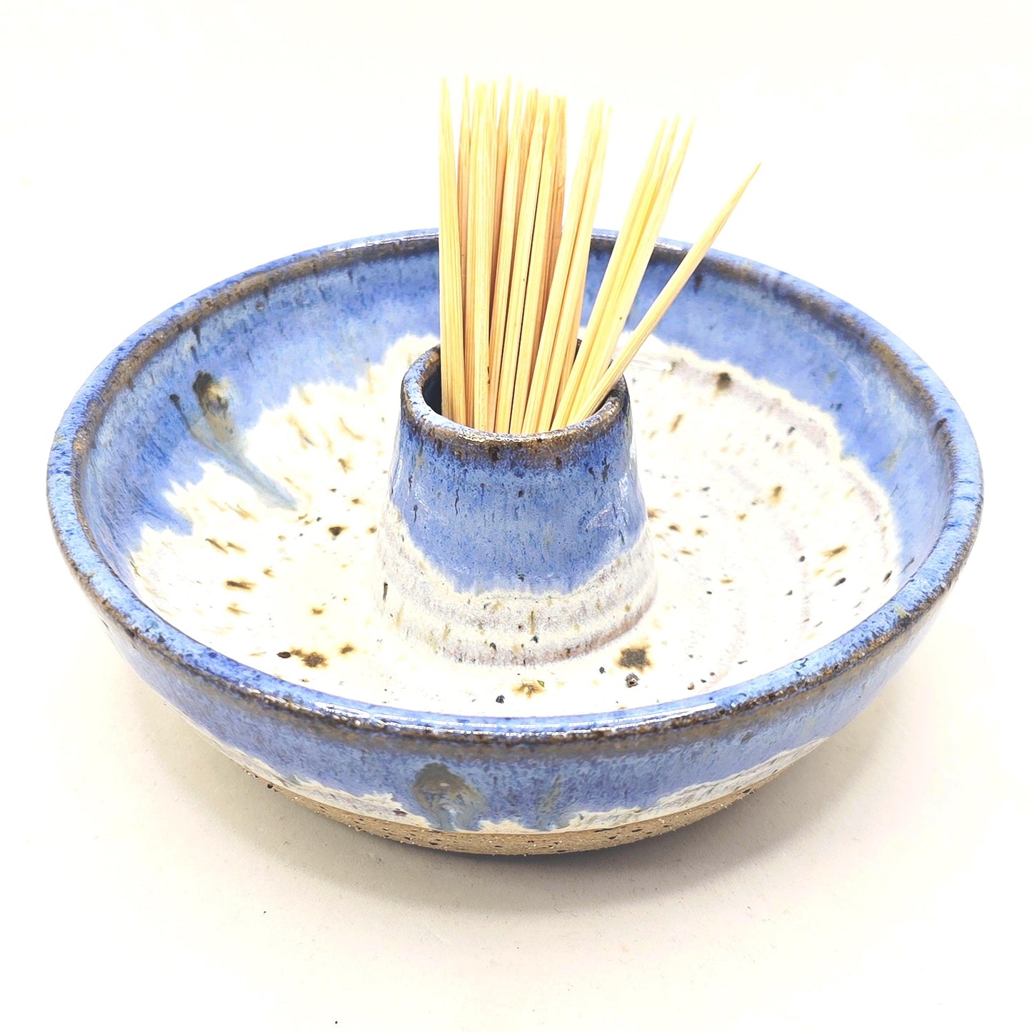 Handmade Stoneware Olive Dish / Bowl - Speckled Lavender Blue and Cream Glaze. Toasty Stoneware Pottery
