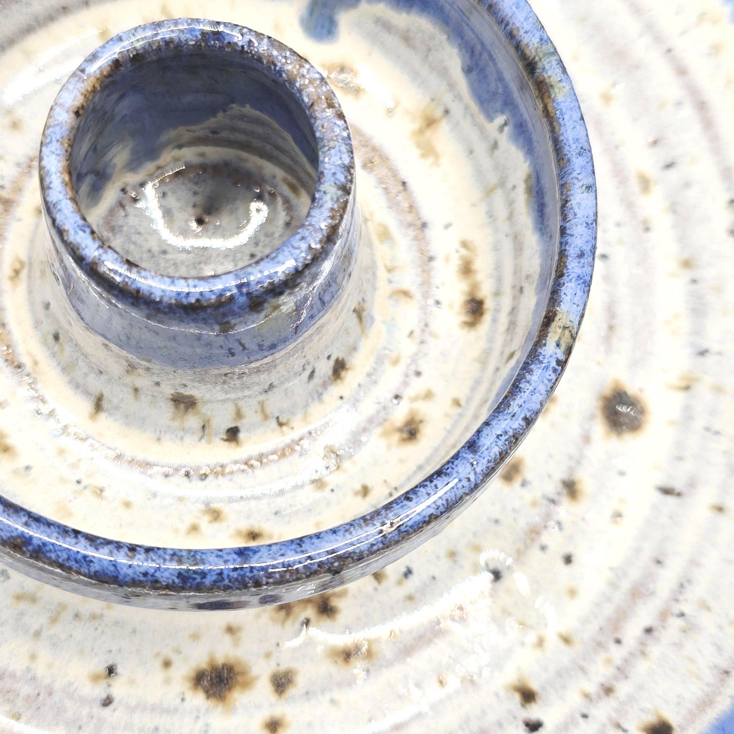 Handmade Stoneware Olive Dish – Speckled Lavender Blue Glaze, Toasty Flecked Clay