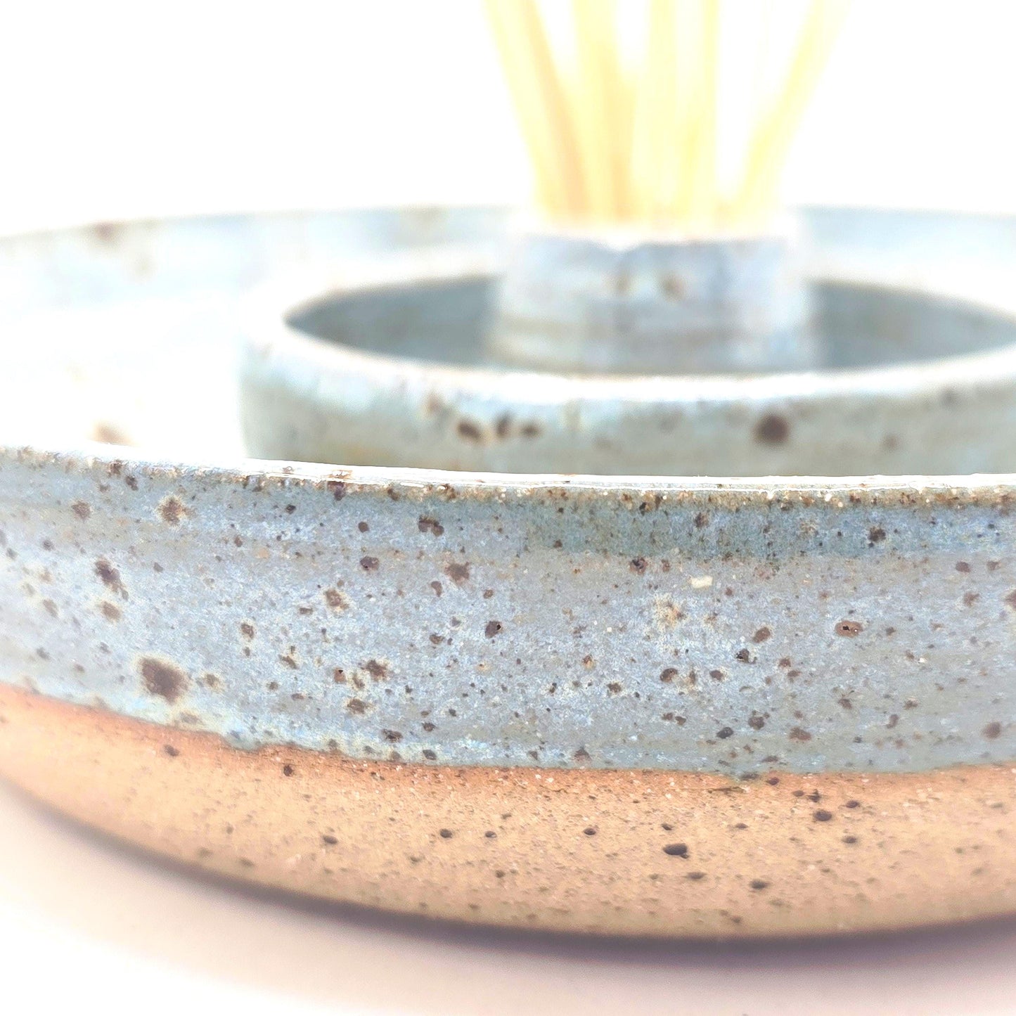 Handmade Ceramic Large Olive Dish / Bowl - Blue Speckled Glaze. Toasty Stoneware Pottery