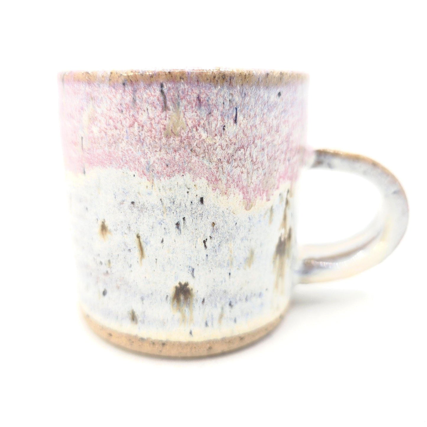 Handmade Stoneware 4oz Double Espresso Mug. Pink & Cream Speckled Glaze. Toasty Stoneware Pottery.