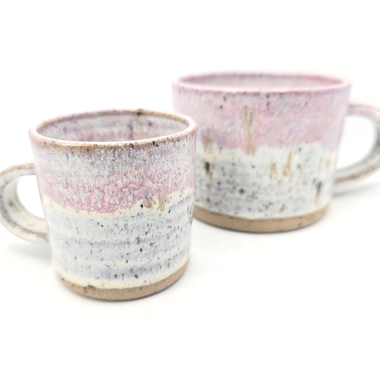 Handmade Stoneware 4oz Double Espresso Mug. Pink & Cream Speckled Glaze. Toasty Stoneware Pottery.