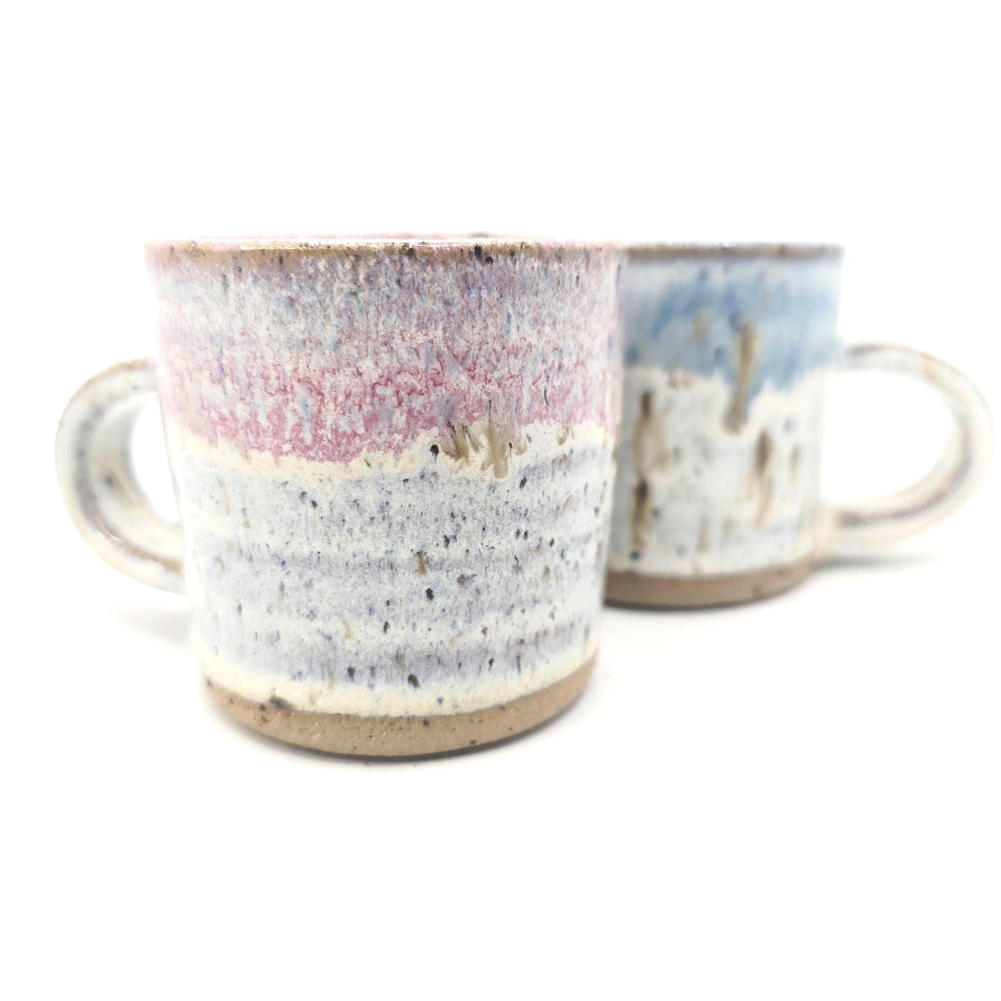 Handmade Stoneware 4oz Double Espresso Mug. Pink & Cream Speckled Glaze. Toasty Stoneware Pottery.