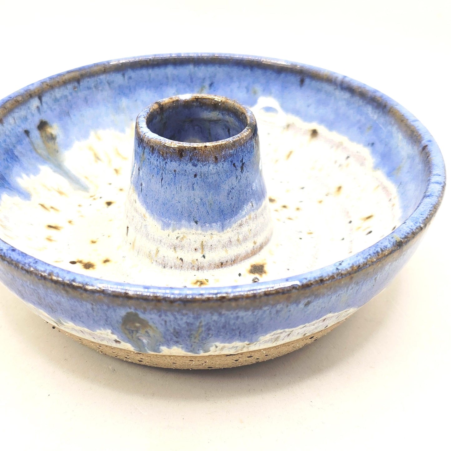 Handmade Stoneware Olive Dish / Bowl - Speckled Lavender Blue and Cream Glaze. Toasty Stoneware Pottery