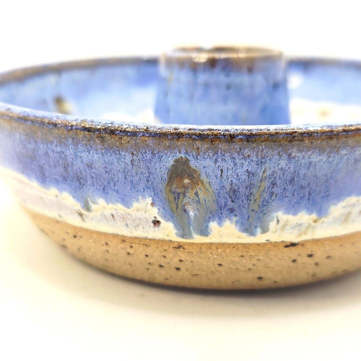 Handmade Stoneware Olive Dish / Bowl - Speckled Lavender Blue and Cream Glaze. Toasty Stoneware Pottery