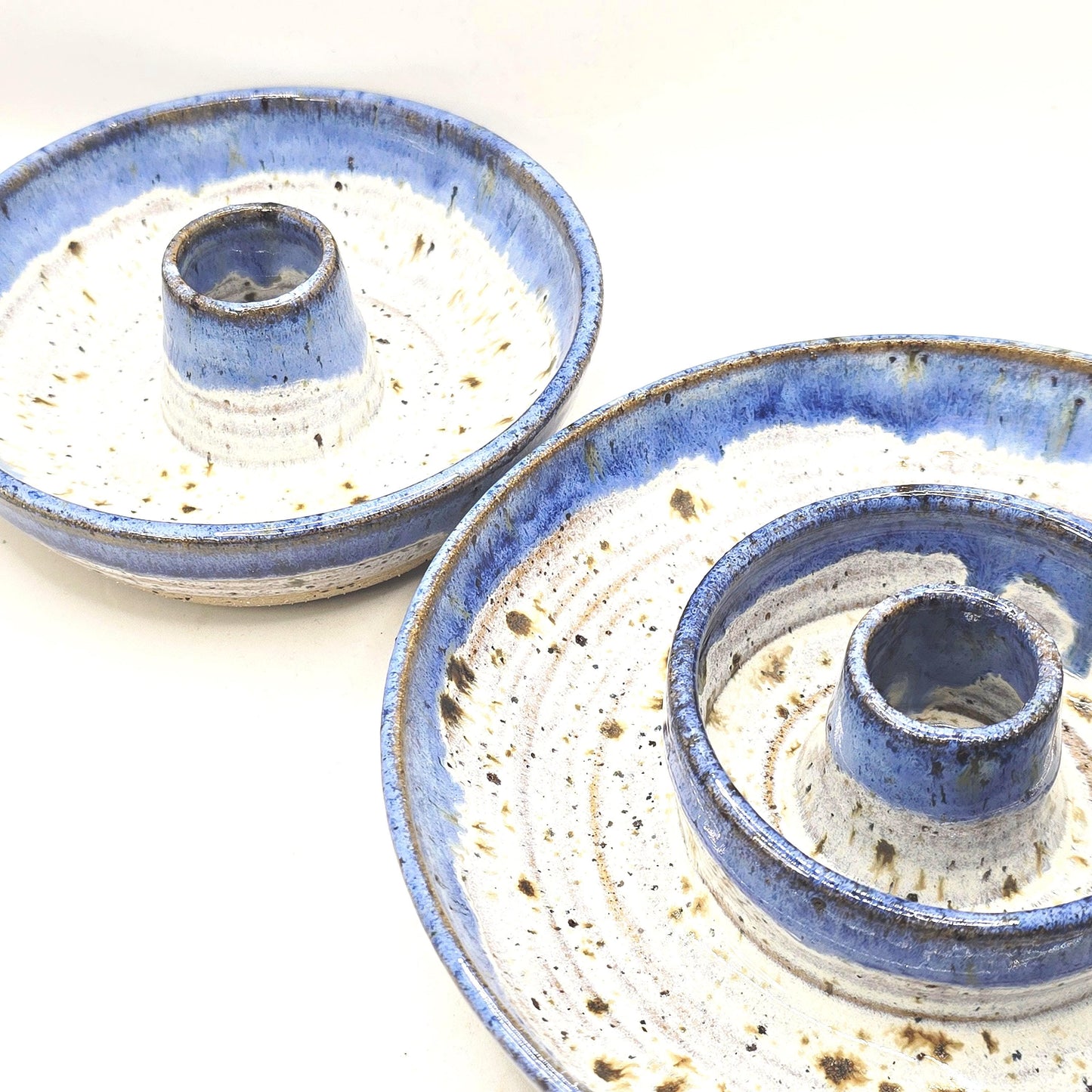 Handmade Stoneware Olive Dish / Bowl - Speckled Lavender Blue and Cream Glaze. Toasty Stoneware Pottery
