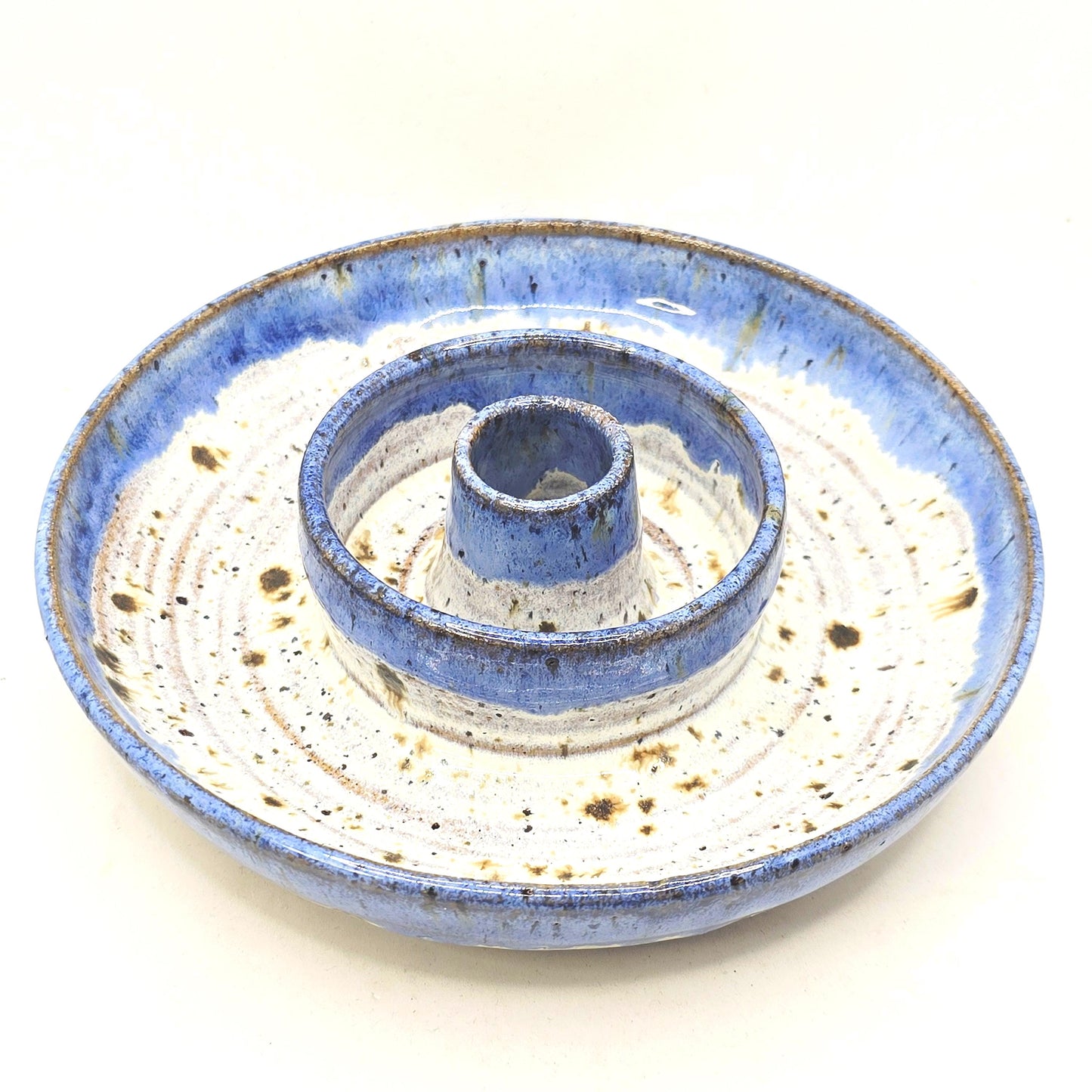 Handmade Stoneware Olive Dish – Speckled Lavender Blue Glaze, Toasty Flecked Clay