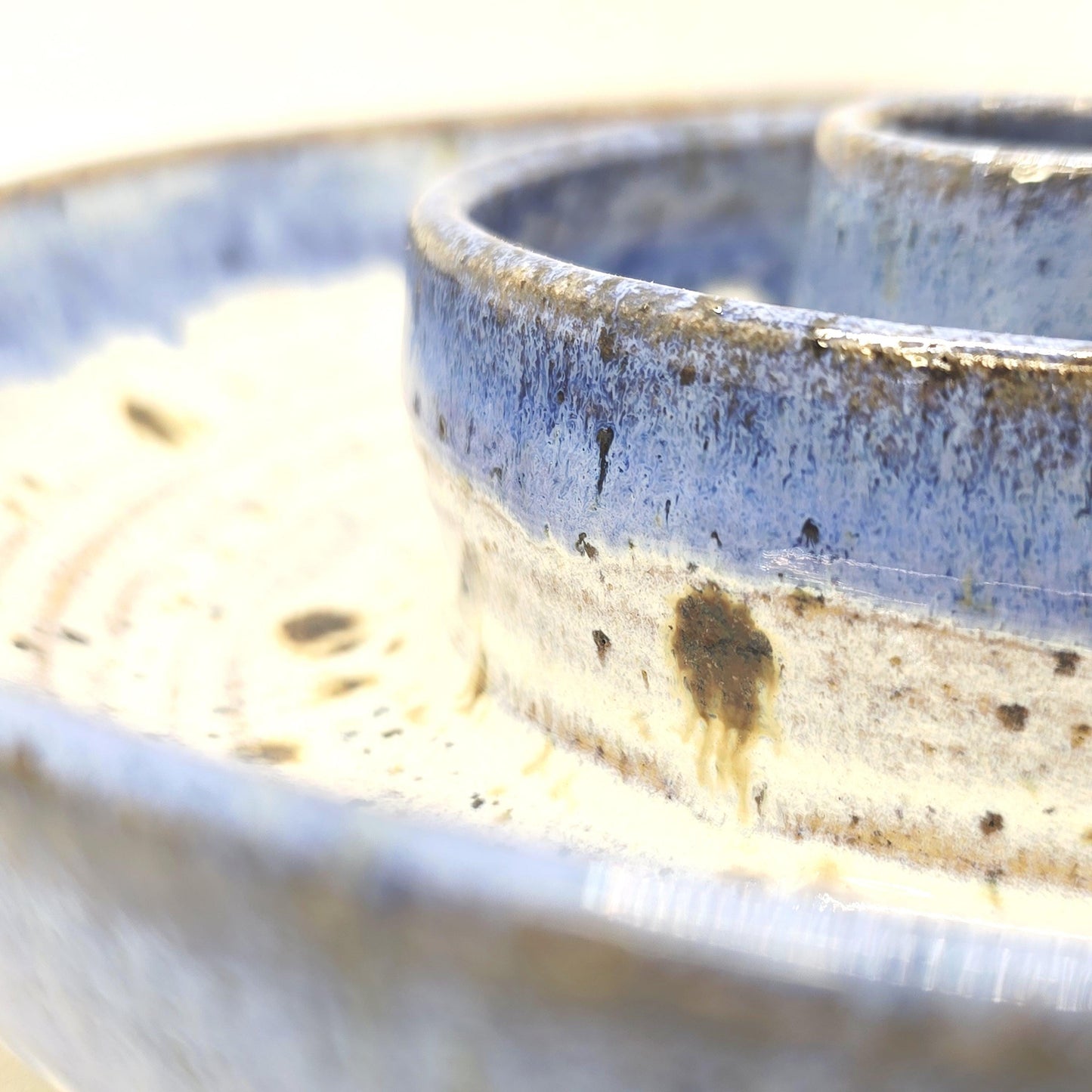 Handmade Stoneware Olive Dish – Speckled Lavender Blue Glaze, Toasty Flecked Clay
