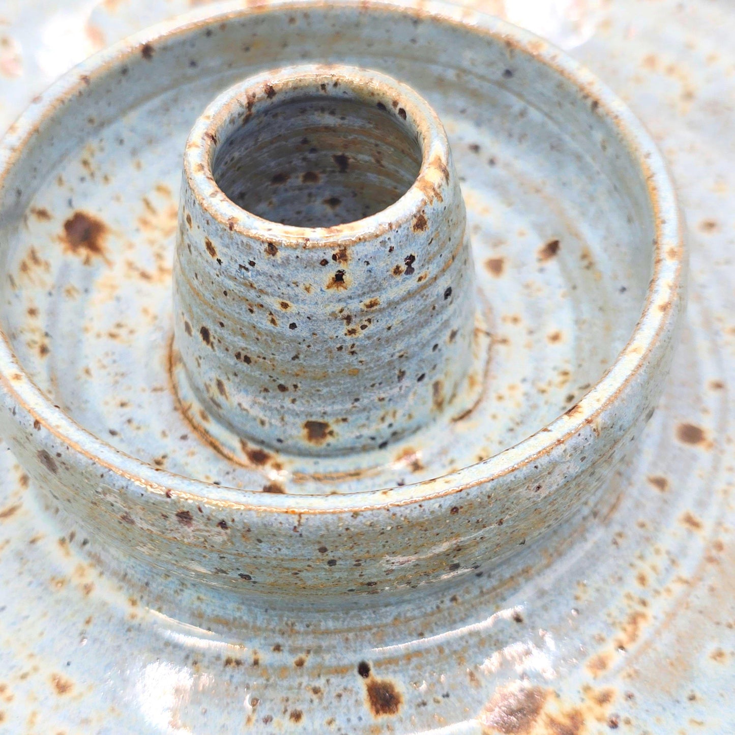 Handmade Ceramic Large Olive Dish / Bowl - Blue Speckled Glaze. Toasty Stoneware Pottery