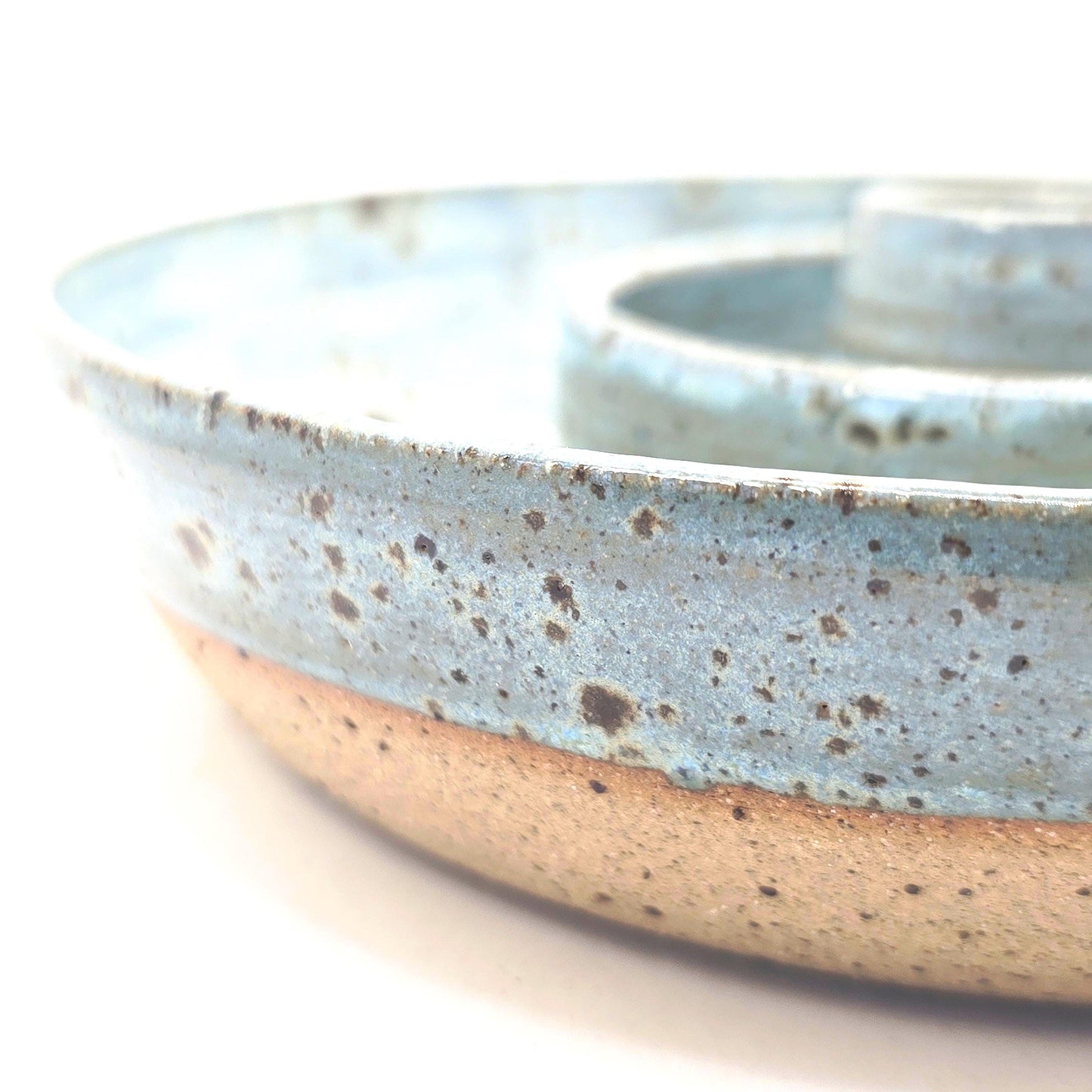 Handmade Ceramic Large Olive Dish / Bowl - Blue Speckled Glaze. Toasty Stoneware Pottery