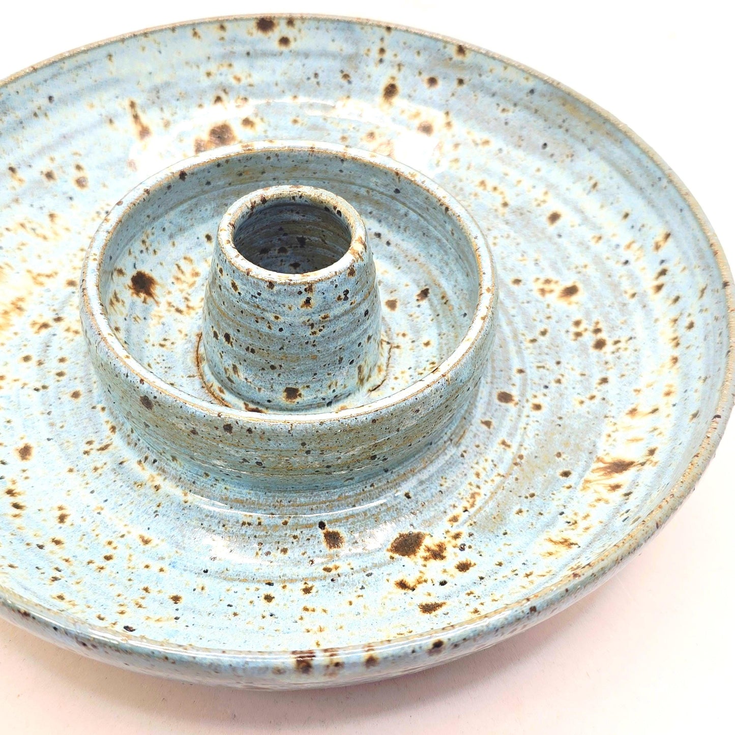 Handmade Ceramic Large Olive Dish / Bowl - Blue Speckled Glaze. Toasty Stoneware Pottery