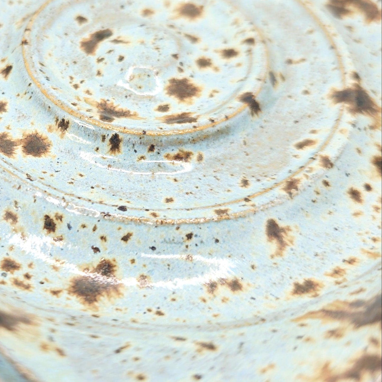 Handmade Ceramic Spoon Rest - Blue Speckled Glaze, Toasty Stoneware Pottery.