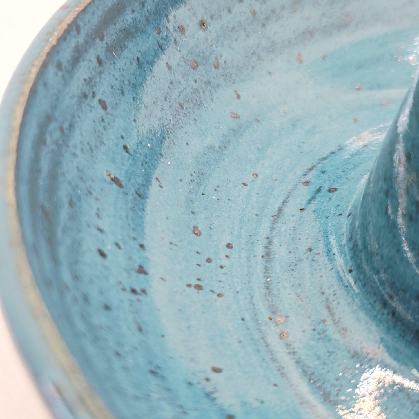 Handmade Stoneware Olive Dish / Bowl - Deep Turquoise Glaze. Toasty Stoneware Pottery