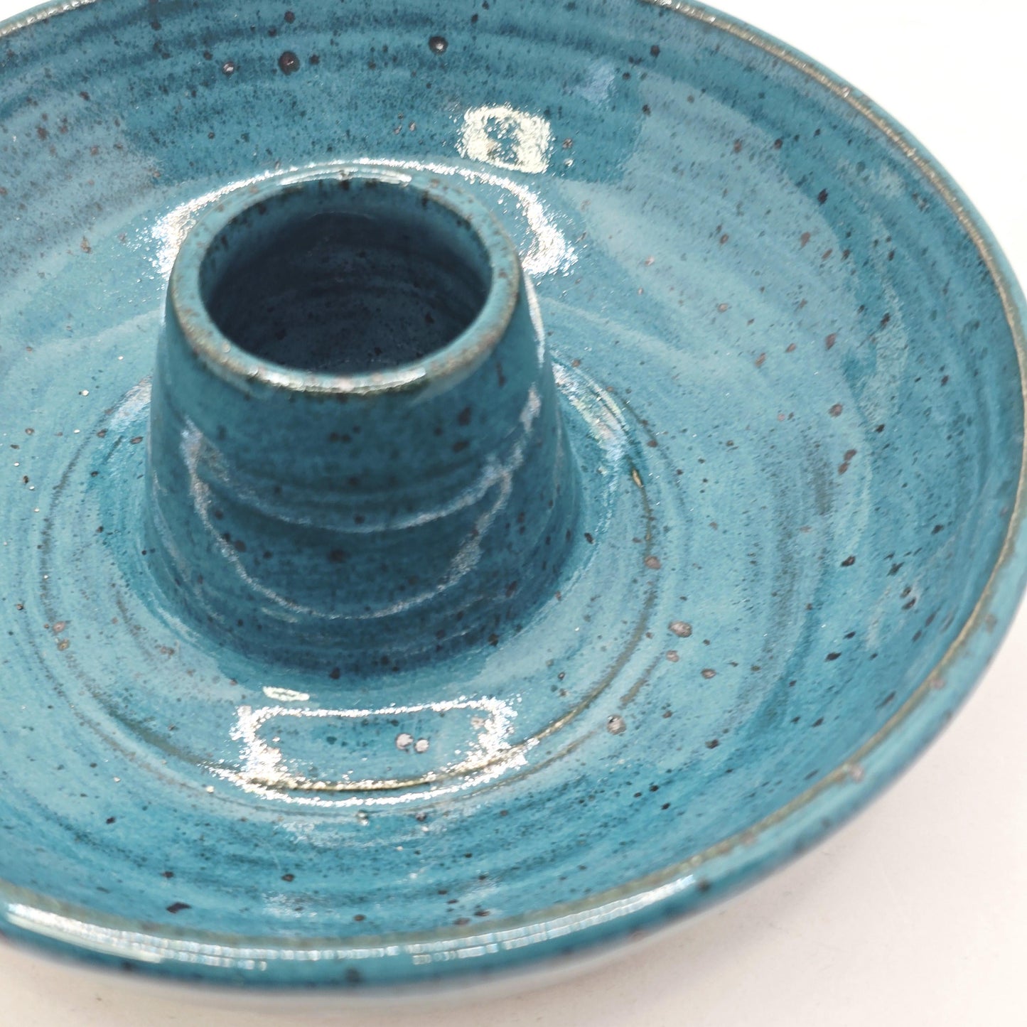 Handmade Stoneware Olive Dish / Bowl - Deep Turquoise Glaze. Toasty Stoneware Pottery