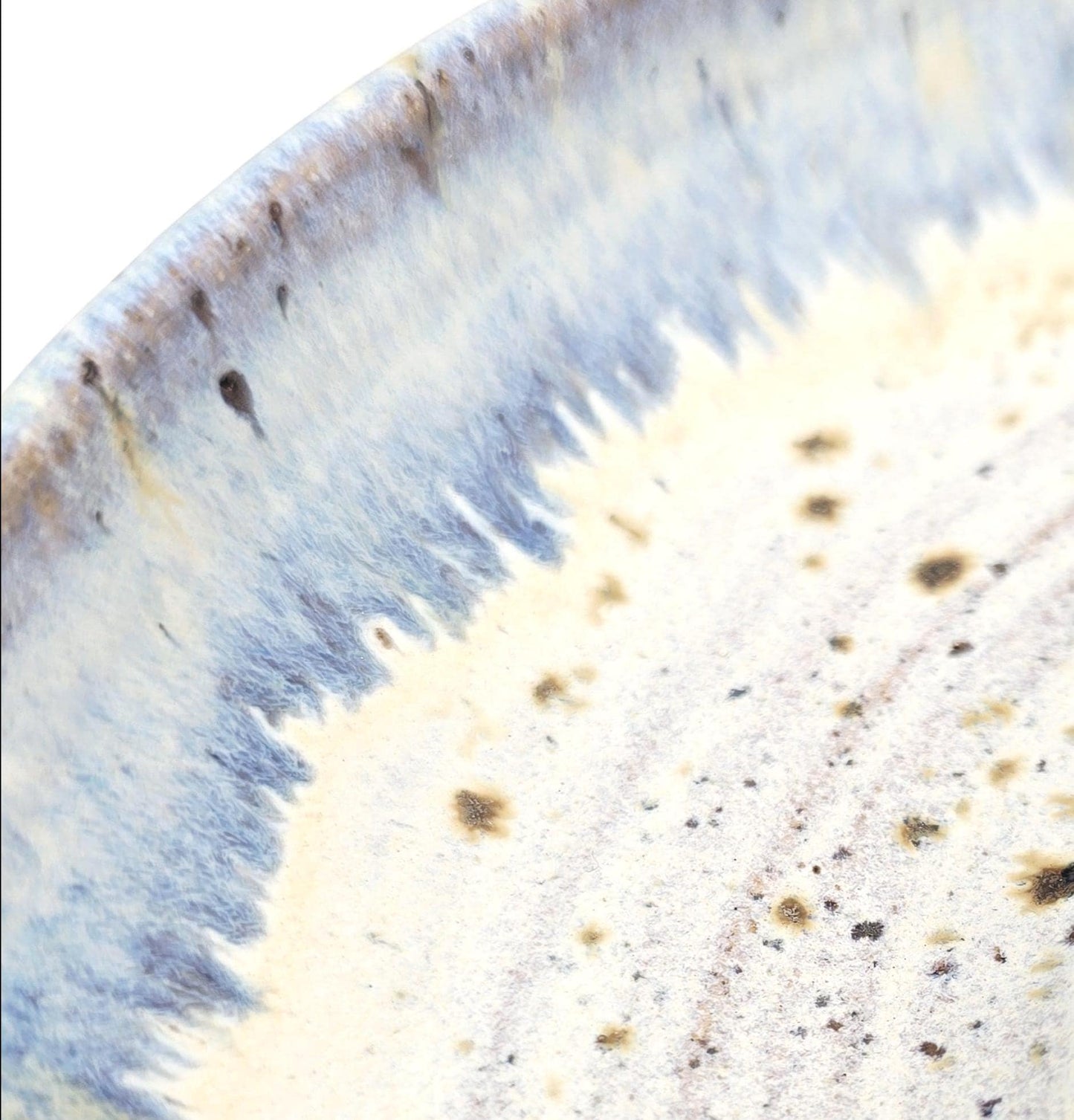 Handmade Stoneware Large Olive Dish / Bowl - Speckled Blue and Cream Glaze. Toasty Stoneware Pottery