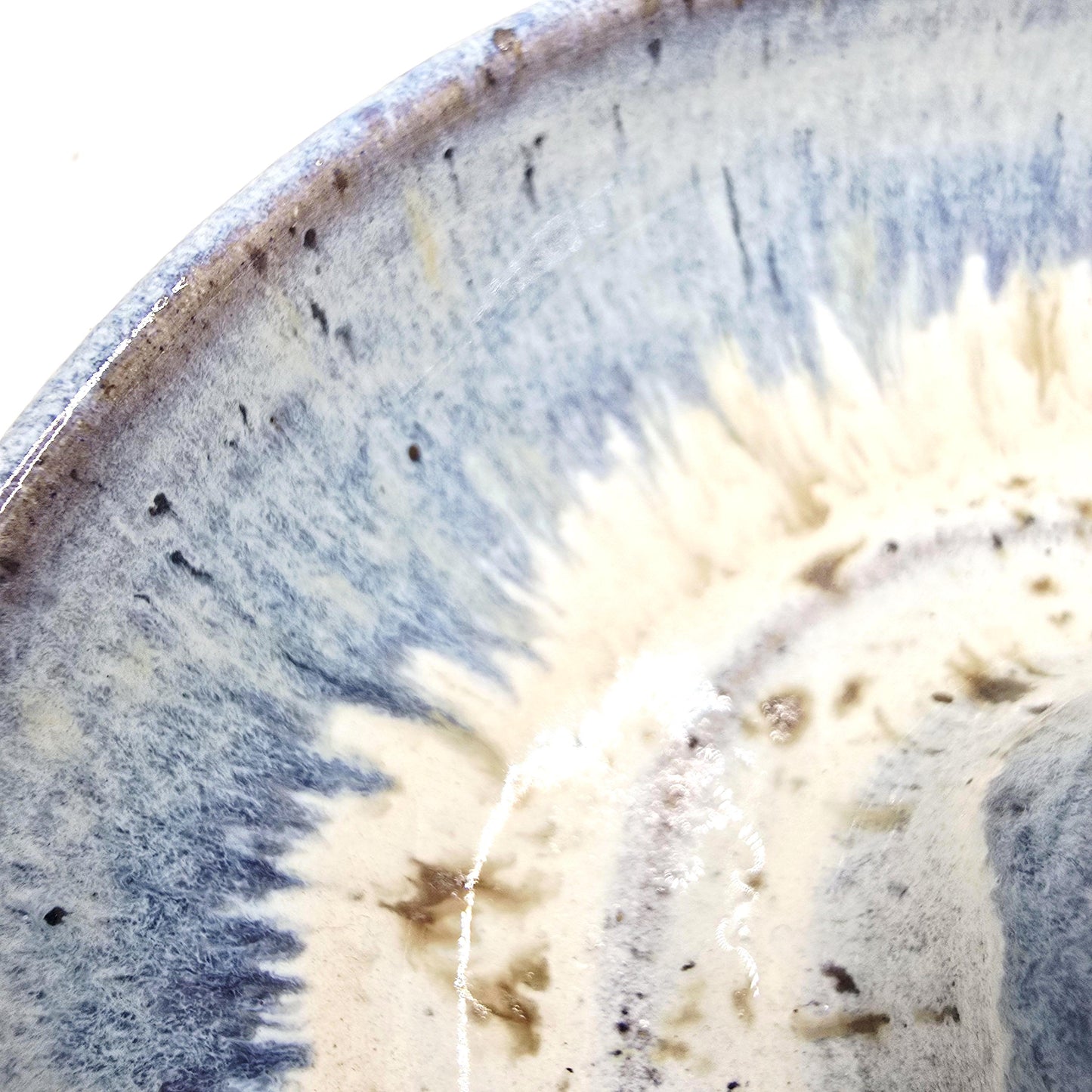 Handmade Stoneware Olive Dish / Bowl - Speckled Blue and Cream Glaze. Toasty Stoneware Pottery