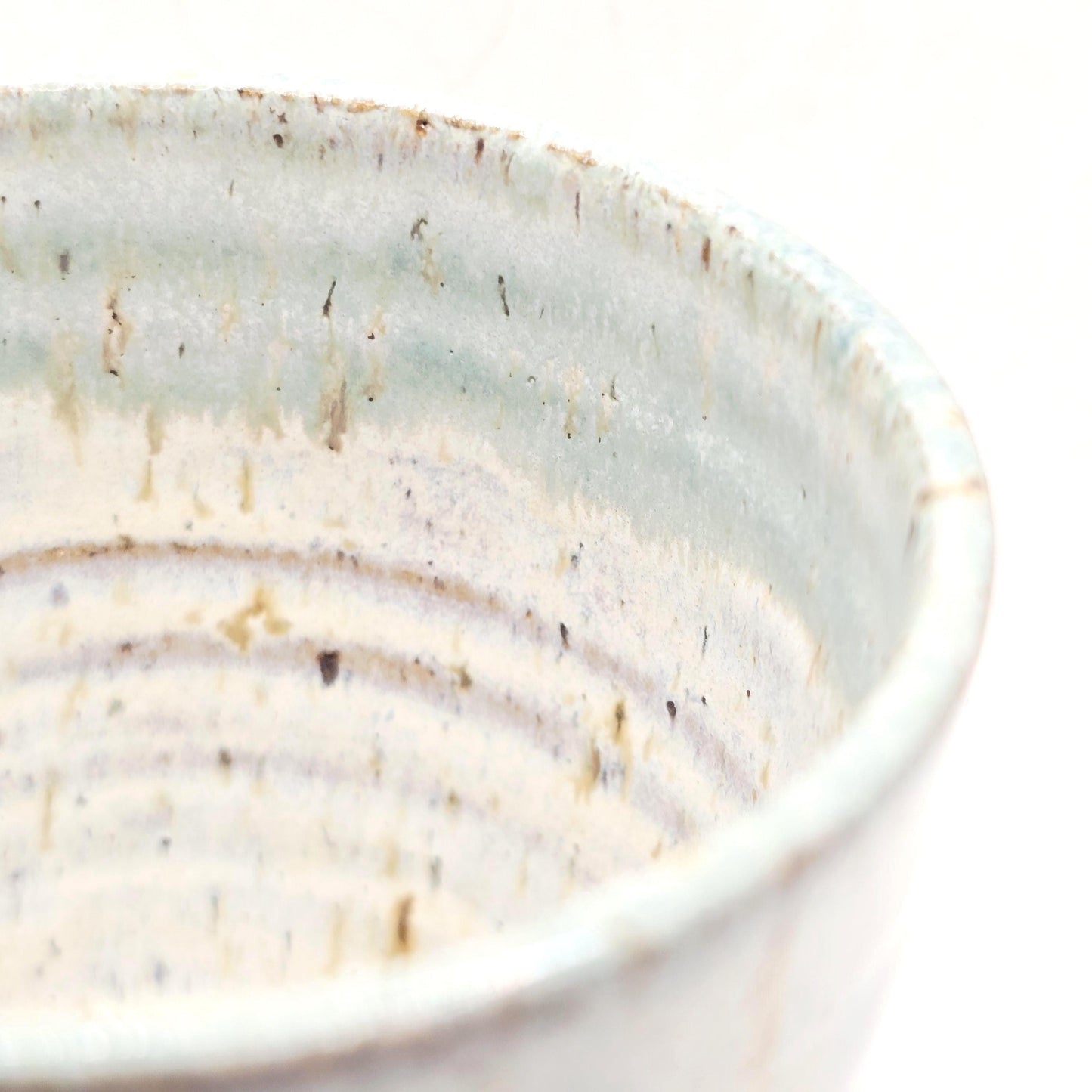 Handmade Ceramic 8oz Tea/Coffee Mug. Pale Sage Green & Cream Speckled Glaze. Toasty Stoneware Pottery.