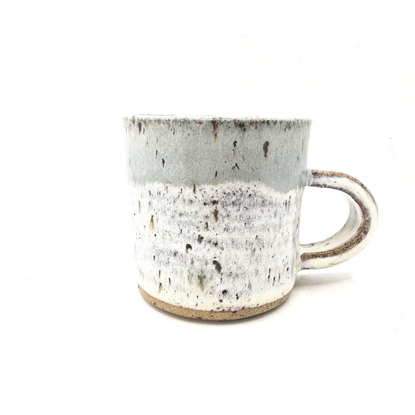 Handmade Ceramic 4oz Tall Double Espresso Mug. Cream & Sage green Speckled Glaze - Toasty Stoneware Pottery