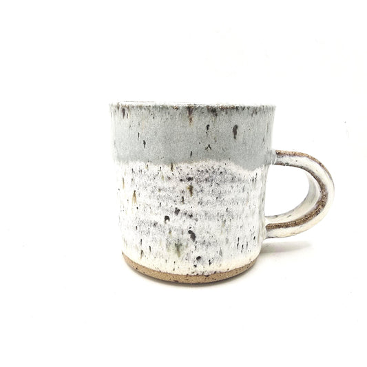 Handmade Ceramic 4oz Tall Double Espresso Mug. Cream & Sage green Speckled Glaze - Toasty Stoneware Pottery