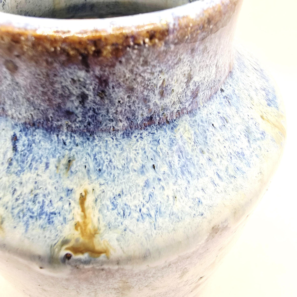 Handmade Ceramic Churn  Vase. Speckled Blue & Cream Glaze. Toasty Speckled Stoneware Pottery