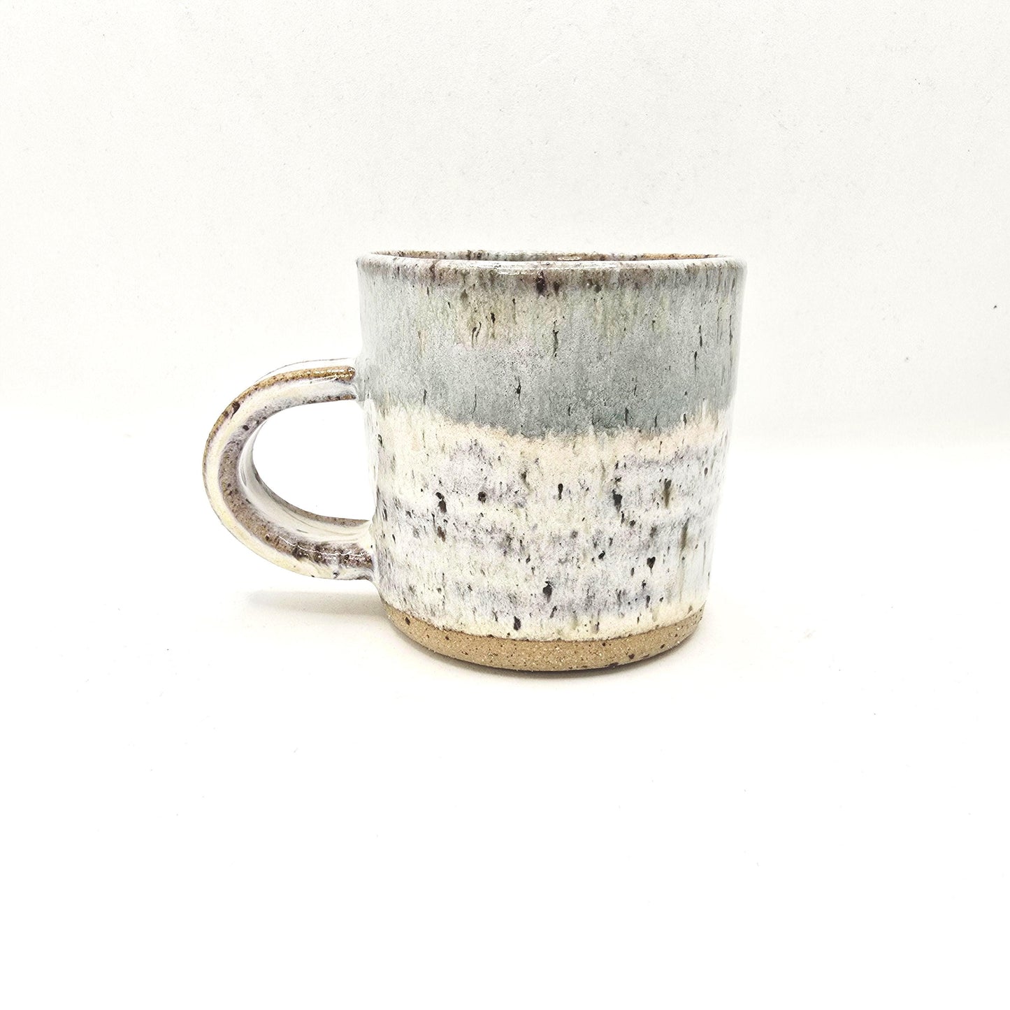 Handmade Ceramic 4oz Tall Double Espresso Mug. Cream & Sage green Speckled Glaze - Toasty Stoneware Pottery