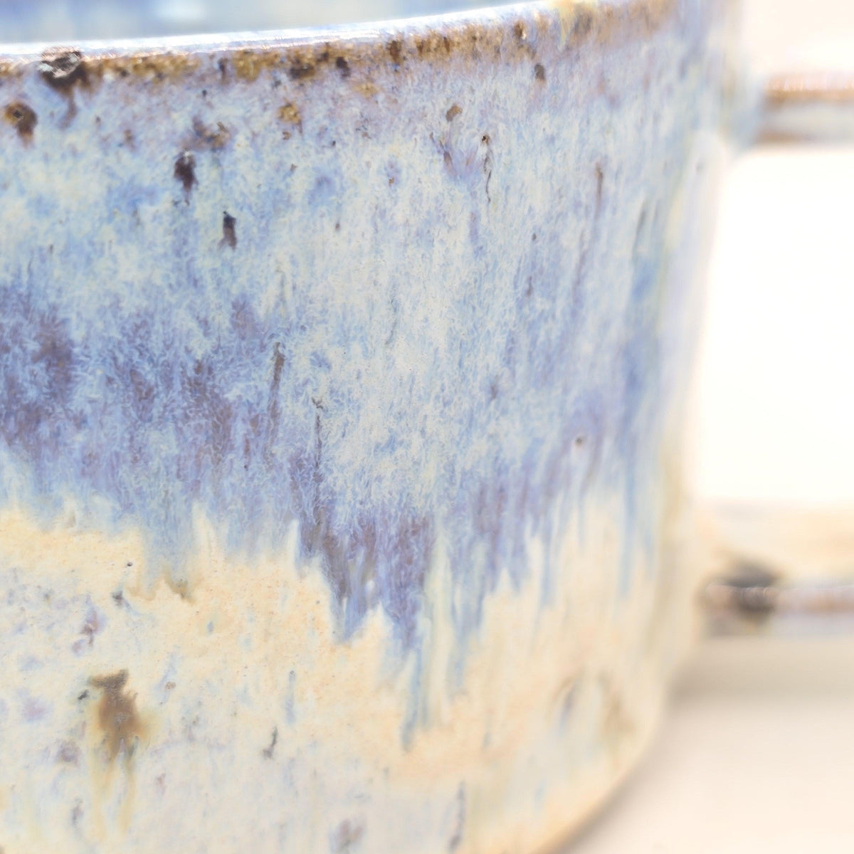 Handmade Ceramic 14oz Cappuccino Mug. Blue & Cream Speckled Glaze. Speckled Stoneware Pottery.
