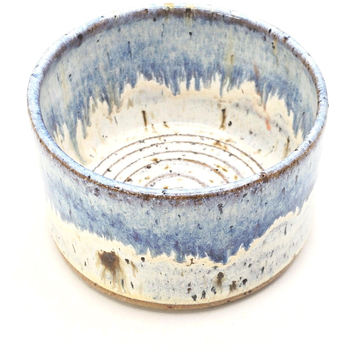Handmade Ceramic Ramekin Dish Speckled Cream & Blue Glaze, Toasty Stoneware Pottery (5cm)