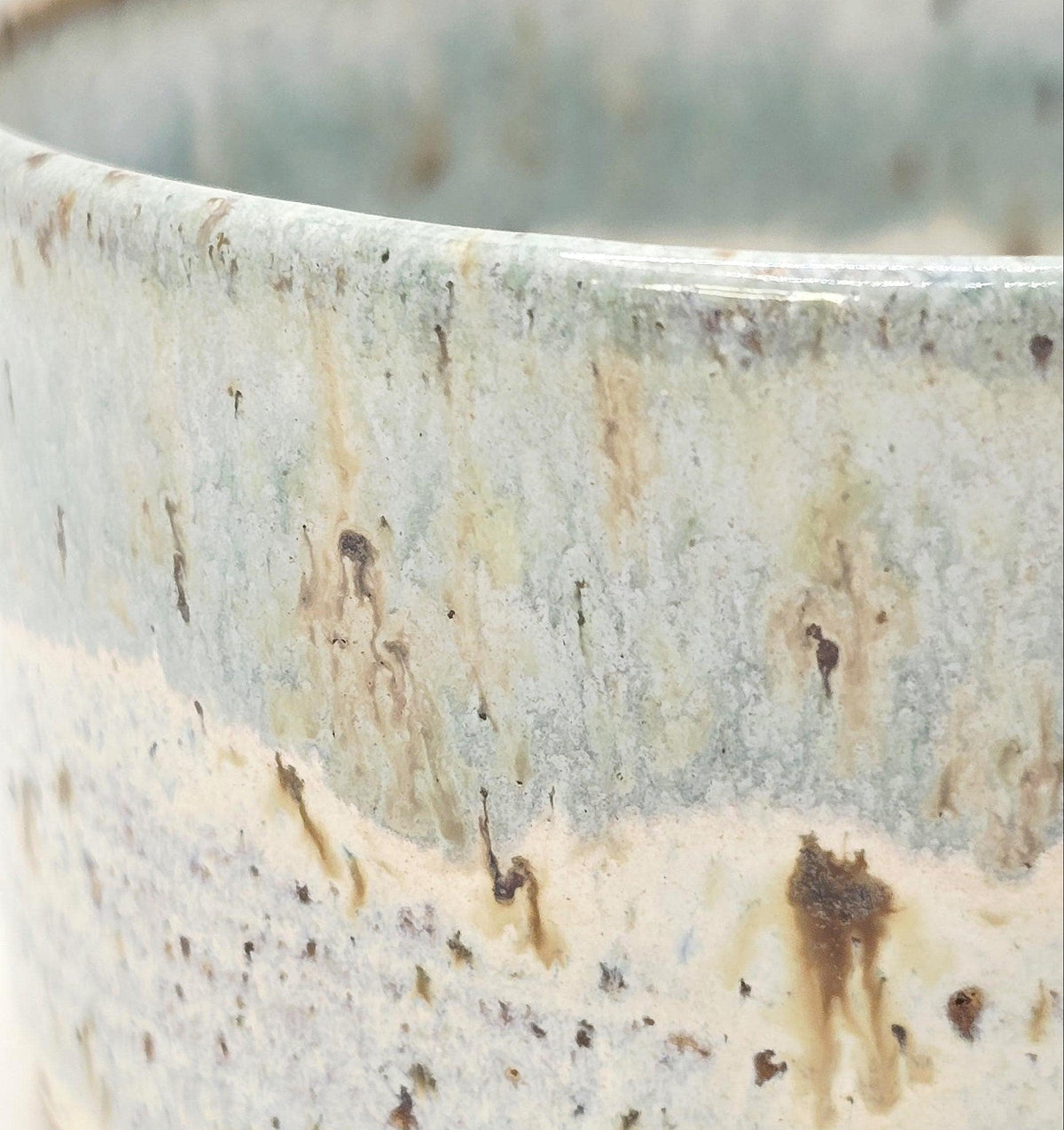 Handmade Ceramic Ramekin Dish Speckled Cream & Sage Green Glaze, Toasty Stoneware Pottery (5cm)