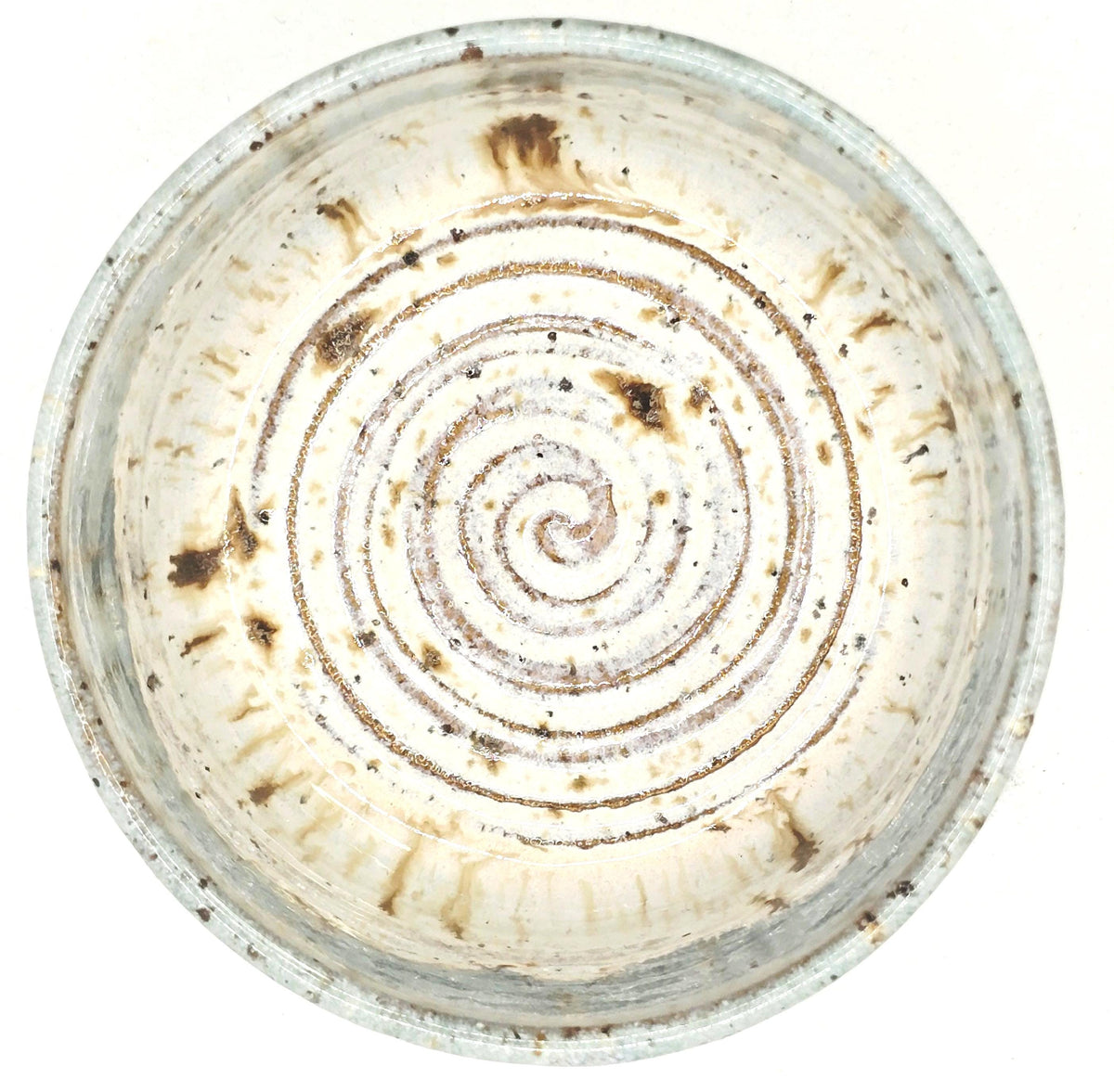Handmade Ceramic Ramekin Dish Speckled Cream & Sage Green Glaze, Toasty Stoneware Pottery (5cm)