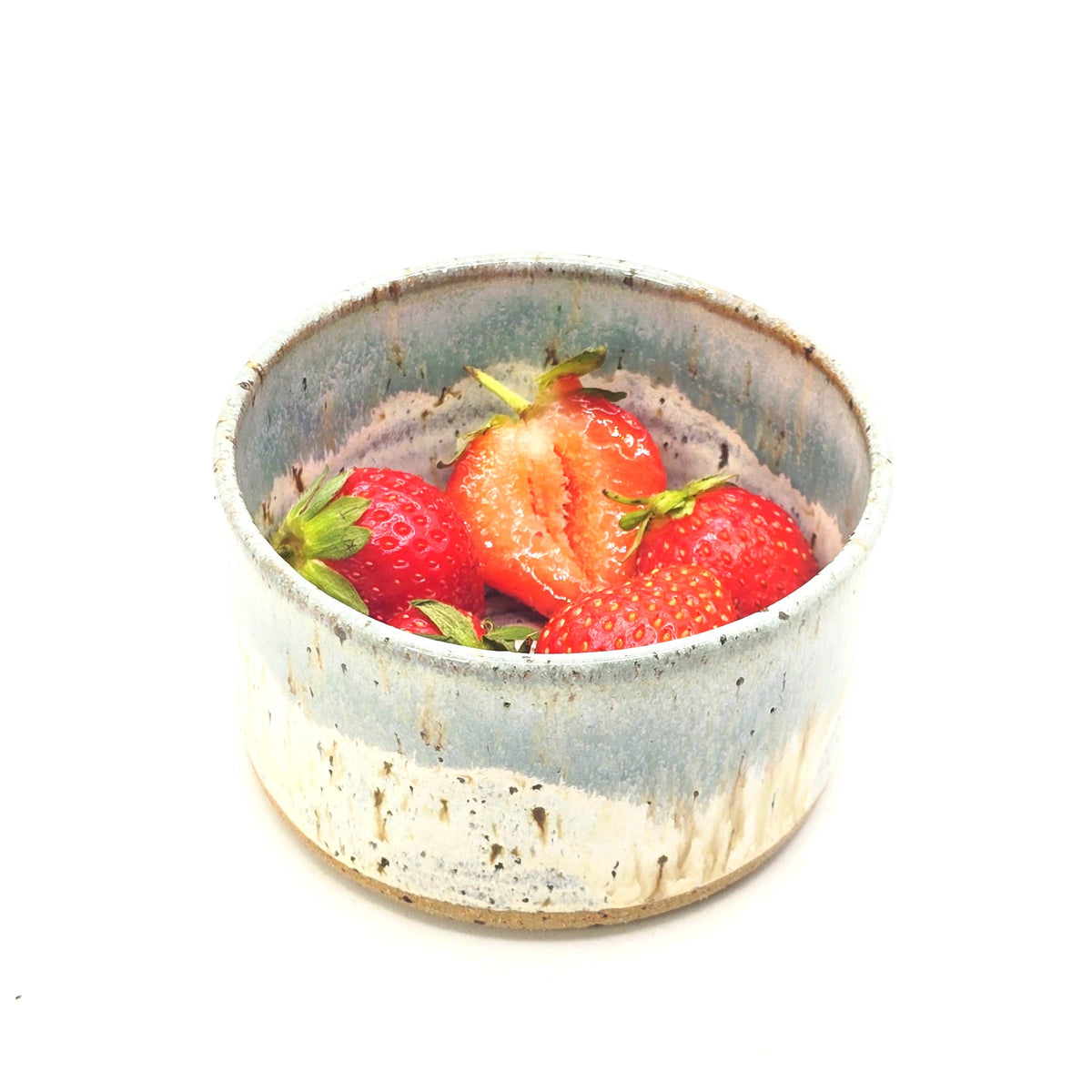 Handmade Ceramic Ramekin Dish Speckled Cream & Sage Green Glaze, Toasty Stoneware Pottery (5cm)