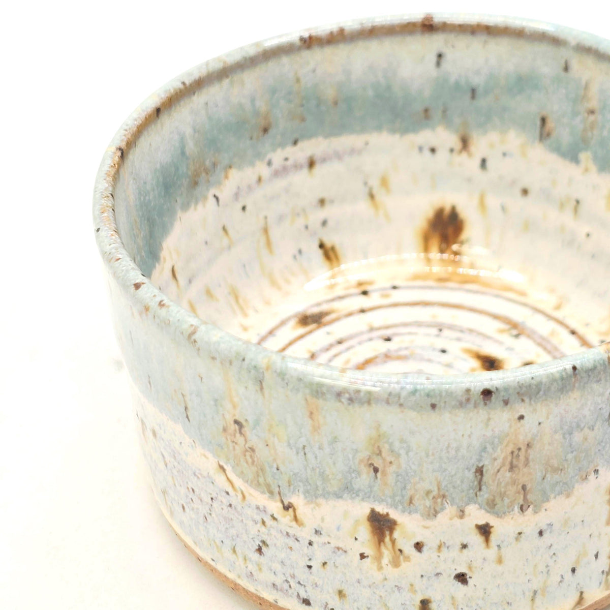 Handmade Ceramic Ramekin Dish Speckled Cream & Sage Green Glaze, Toasty Stoneware Pottery (5cm)
